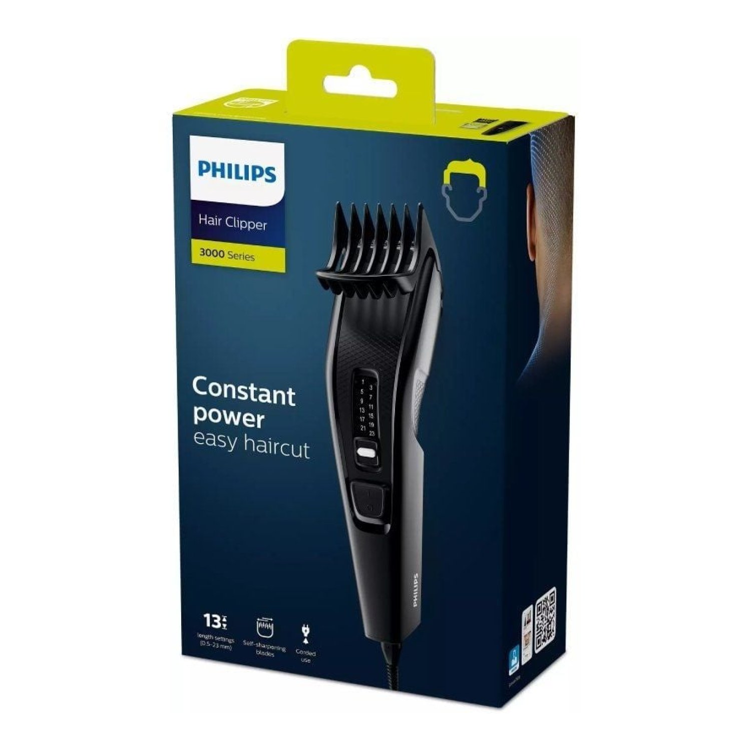 Philips Hairclipper Series 3000 · Cortapelos con Cable · 2 Accesorios