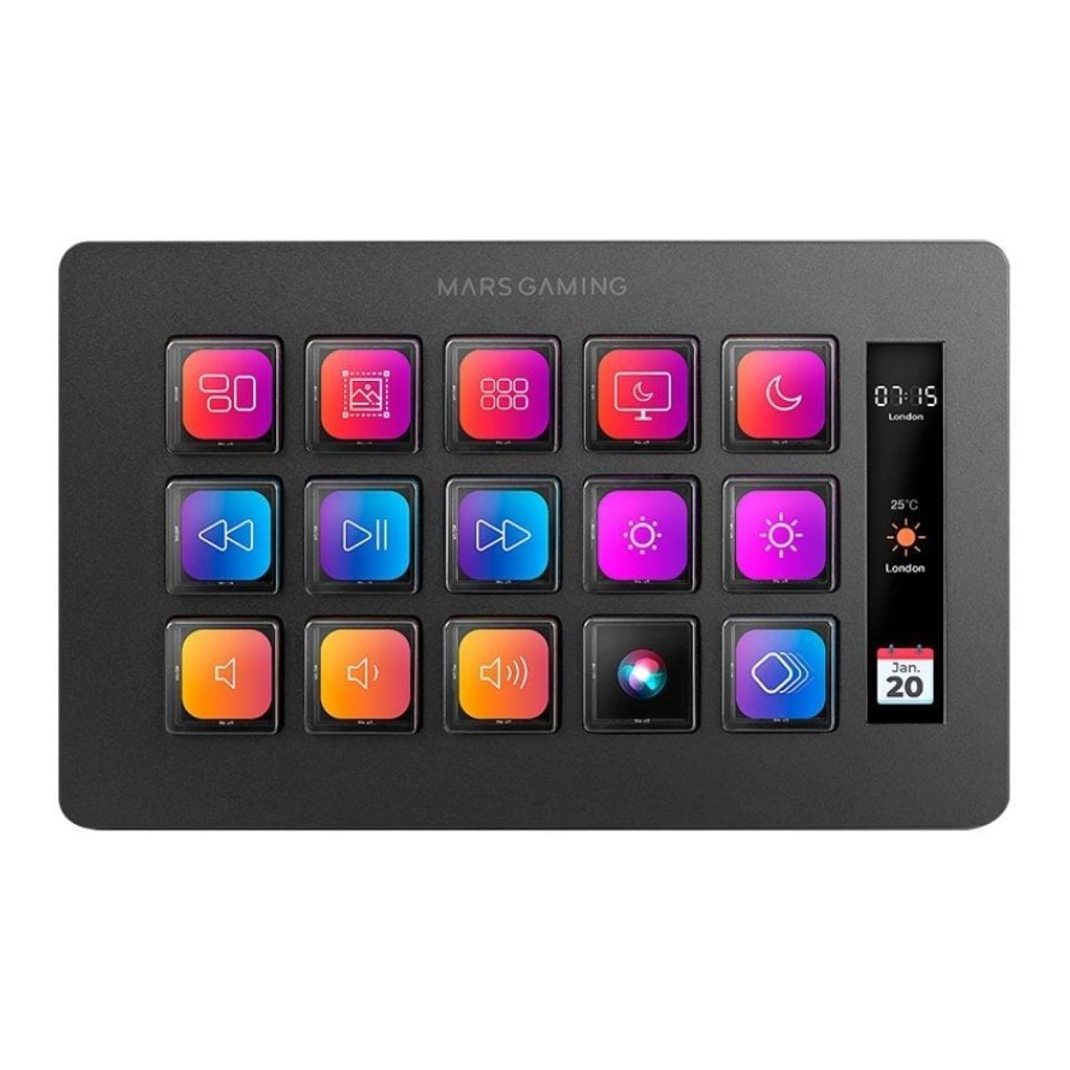 Mars Gaming Stream Deck Slim · 15 Teclas LCD · Negro