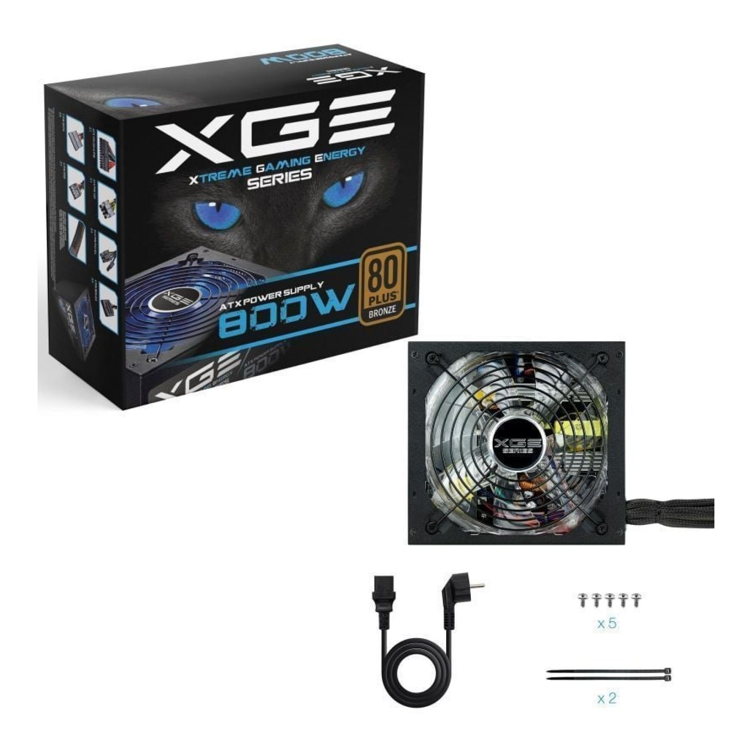 TooQ TQXGEII · Fuente 800W · 80 Plus Bronze · Ventilador 14cm