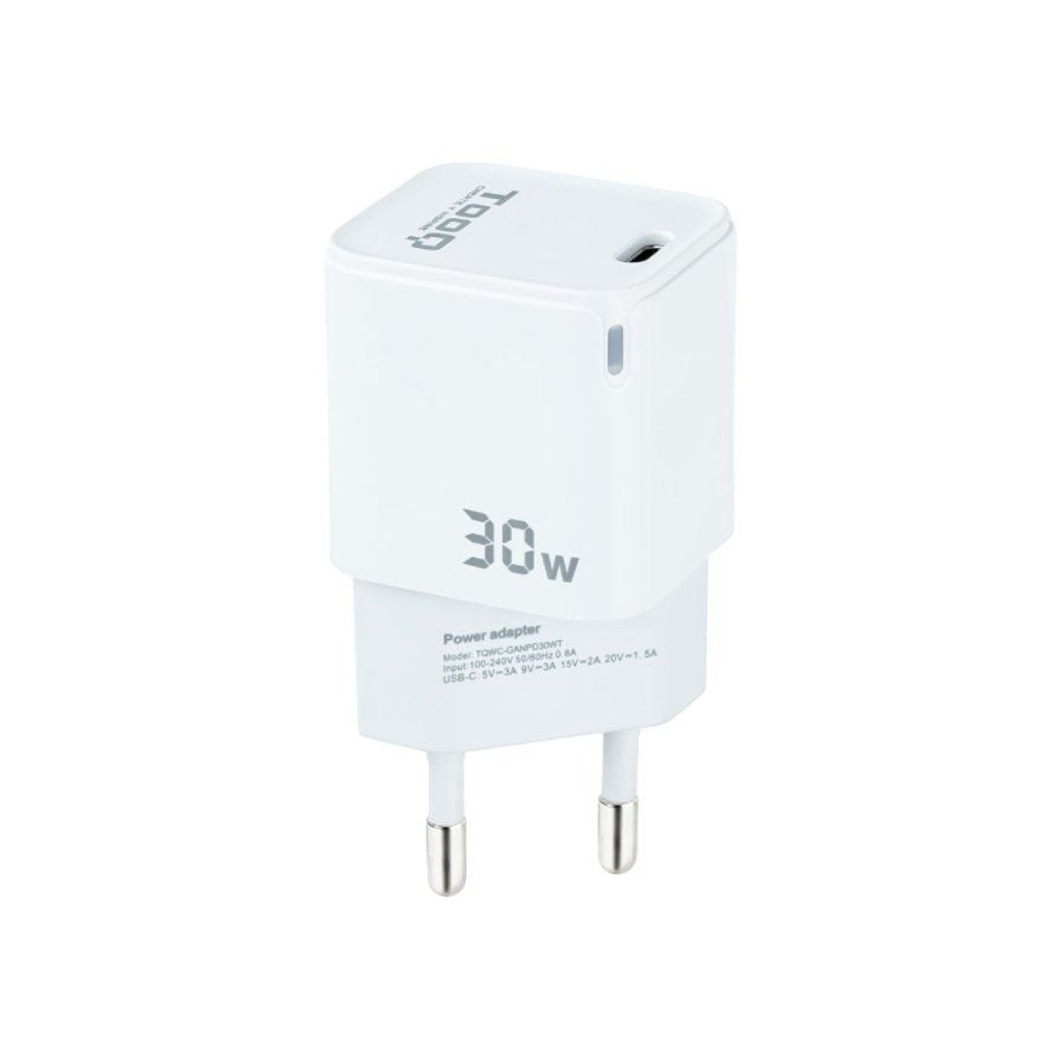 TOOQ Cargador GaN · 30W · 1x USB Tipo-C · Pared
