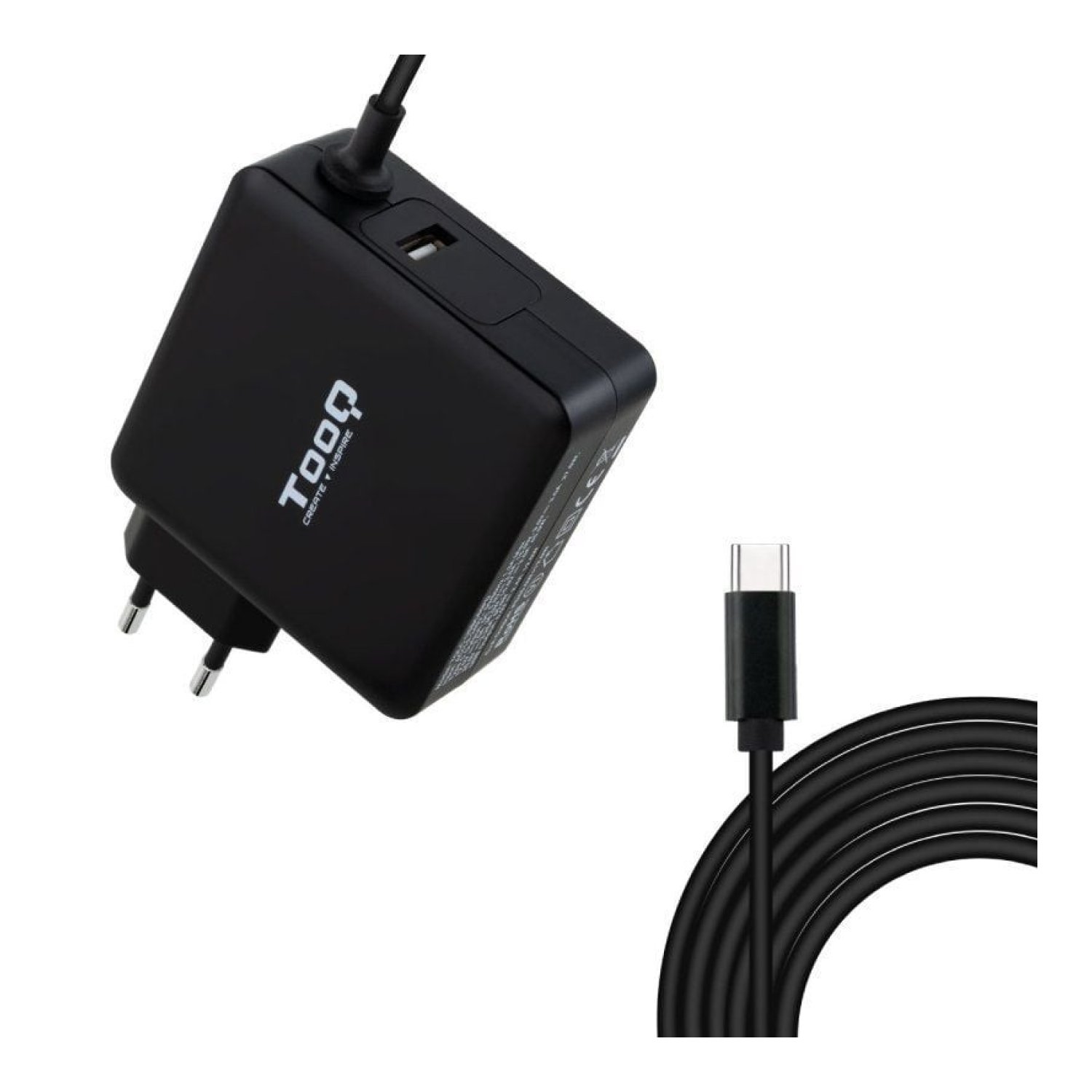 TooQ Cargador USB-C · 90W · 1 Puerto USB · Carga Rápida · Voltaje 5-20V