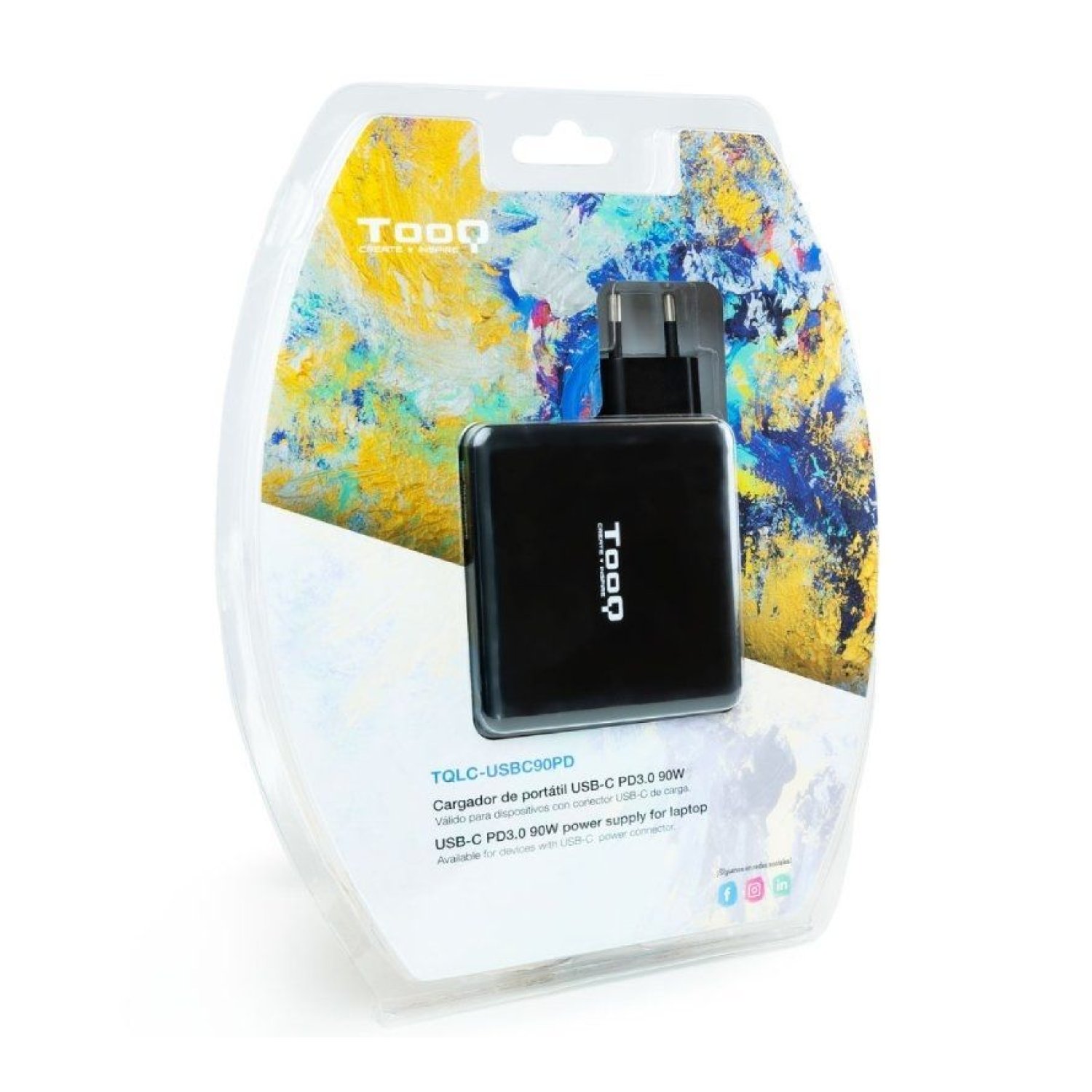 TooQ Cargador USB-C · 90W · 1 Puerto USB · Carga Rápida · Voltaje 5-20V