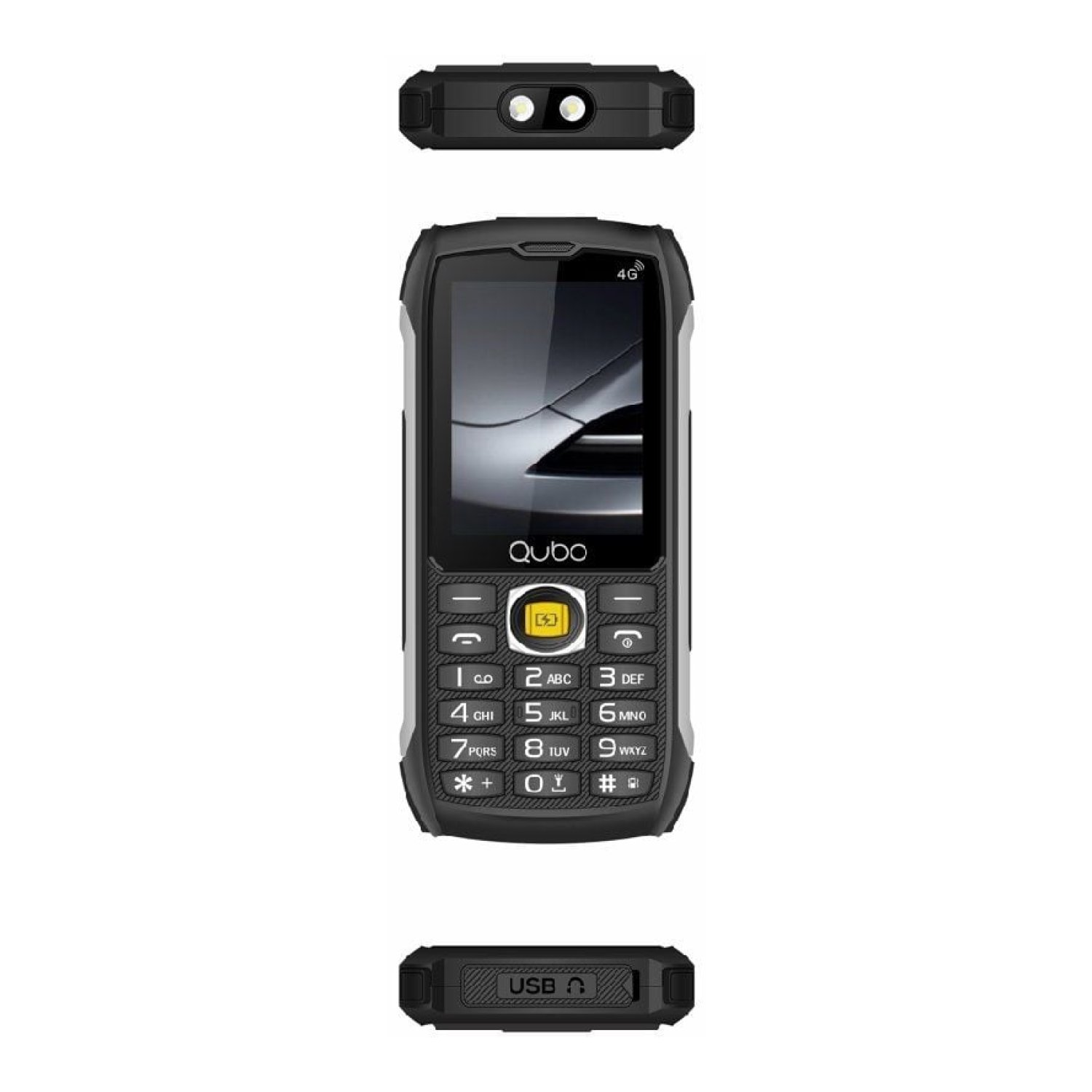 Qubo ST-002 · Móvil Rugoso Senior · Teclas Grandes · Negro