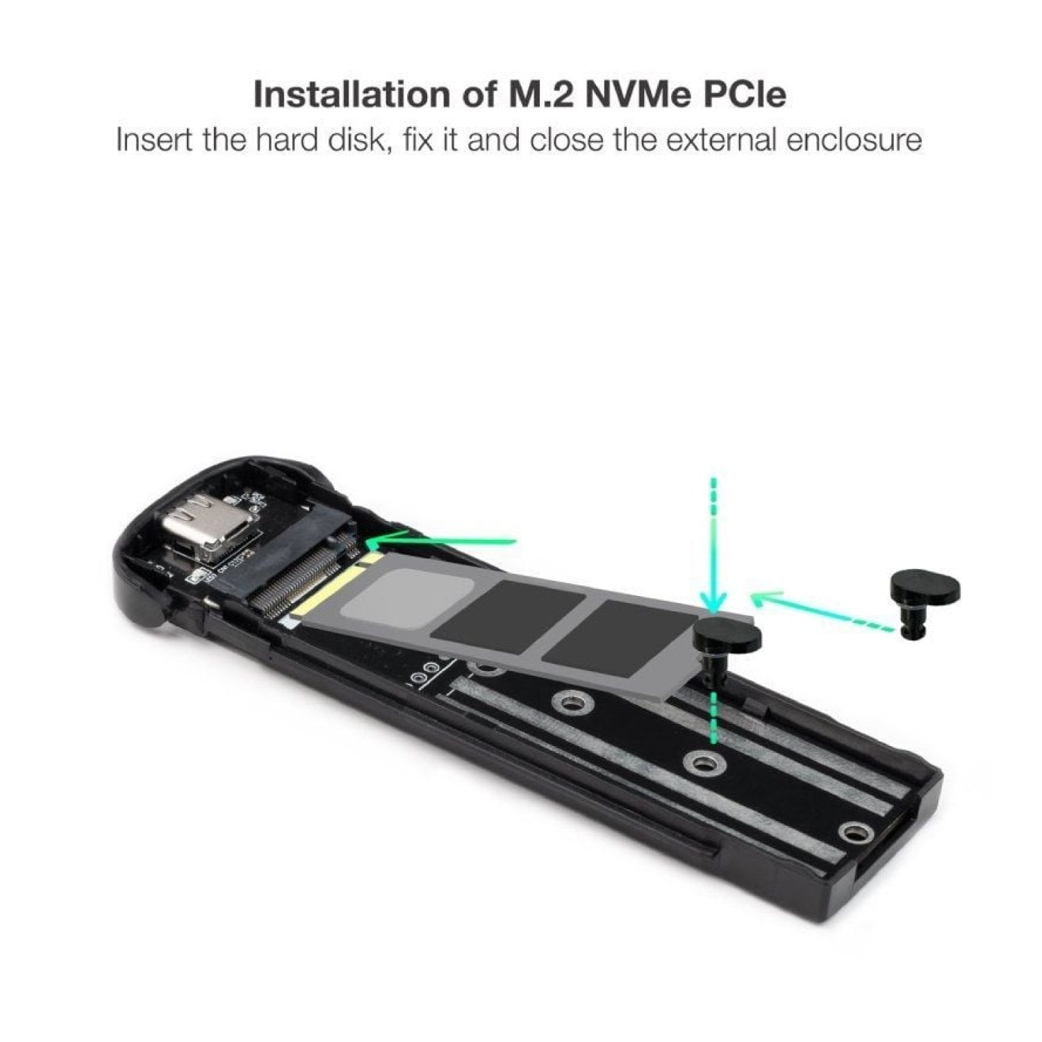 TooQ Caja Externa · Disco SSD M.2 NVMe · USB 3.1 Gen2 · Sin tornillos