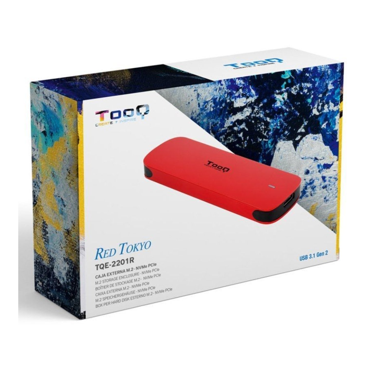 TooQ Caja Externa · Disco SSD M.2 NVMe · USB 3.1 Gen2 · Sin tornillos