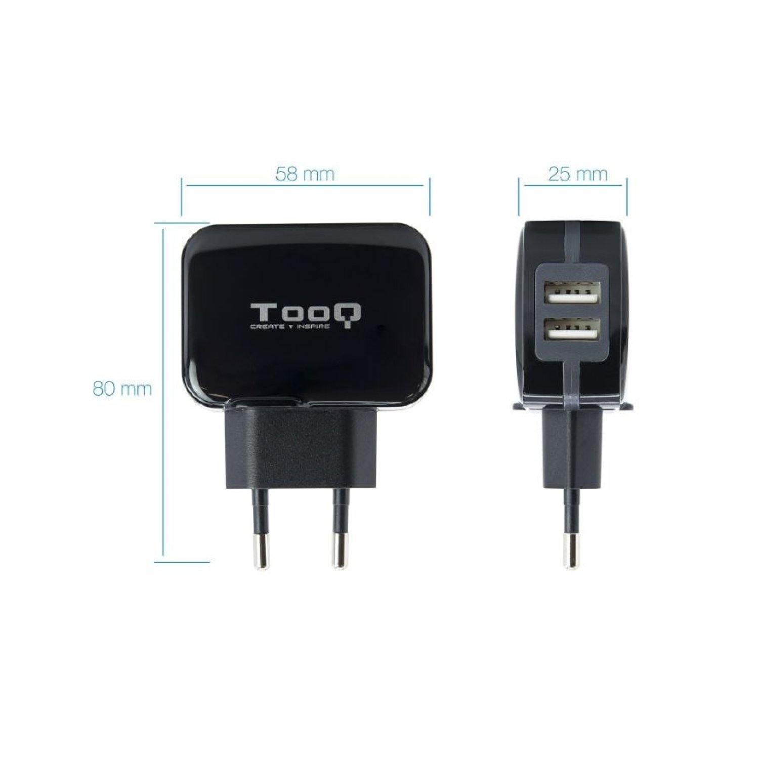 TooQ Cargador de Pared · 2x USB · 17W