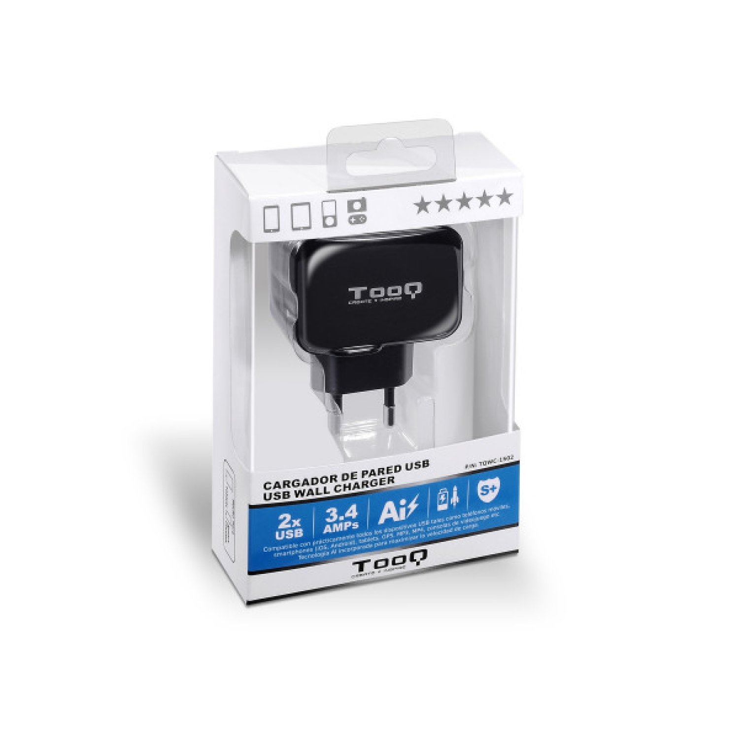 TooQ Cargador de Pared · 2x USB · 17W