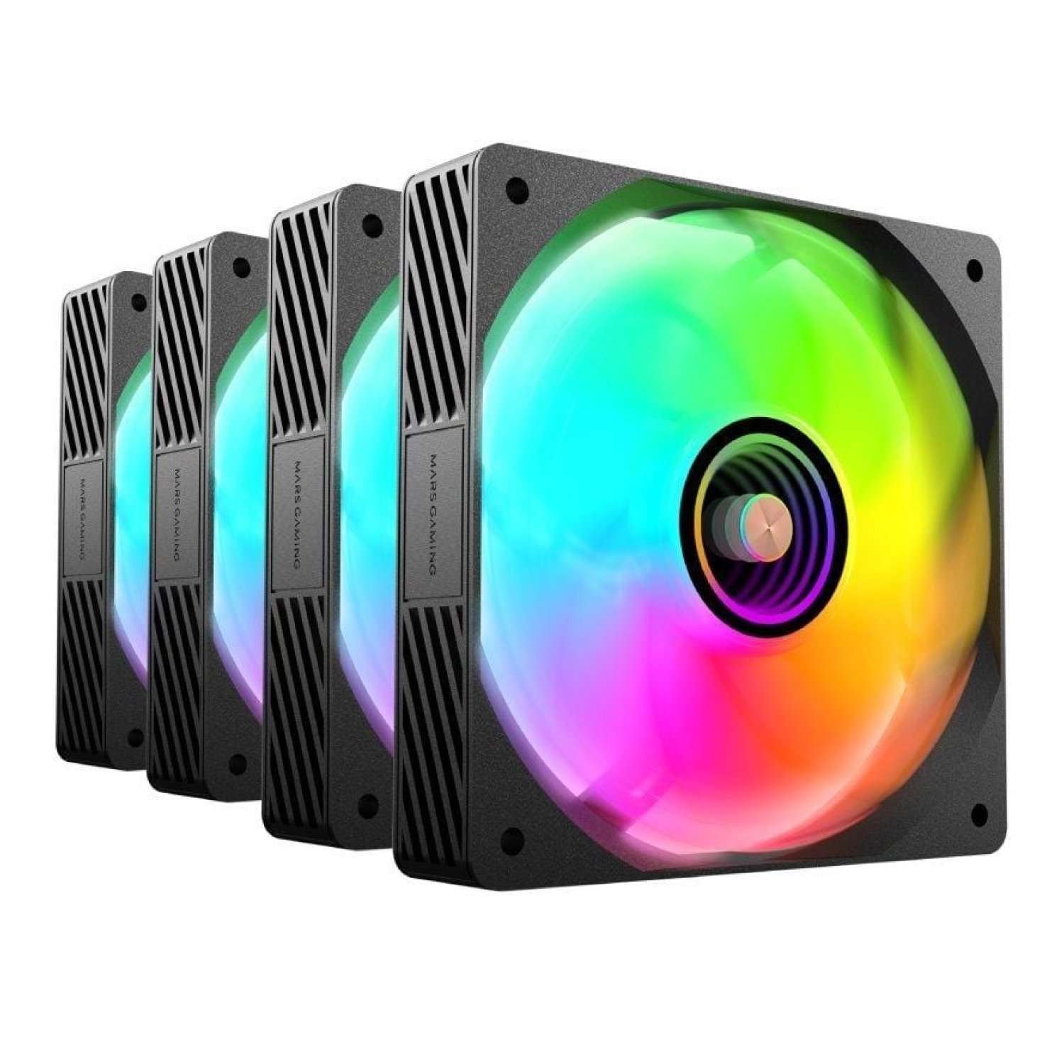 Mars Gaming MF-SI4KIT · Pack 4 Ventiladores 12cm · ARGB · HUB + Mando a Distancia