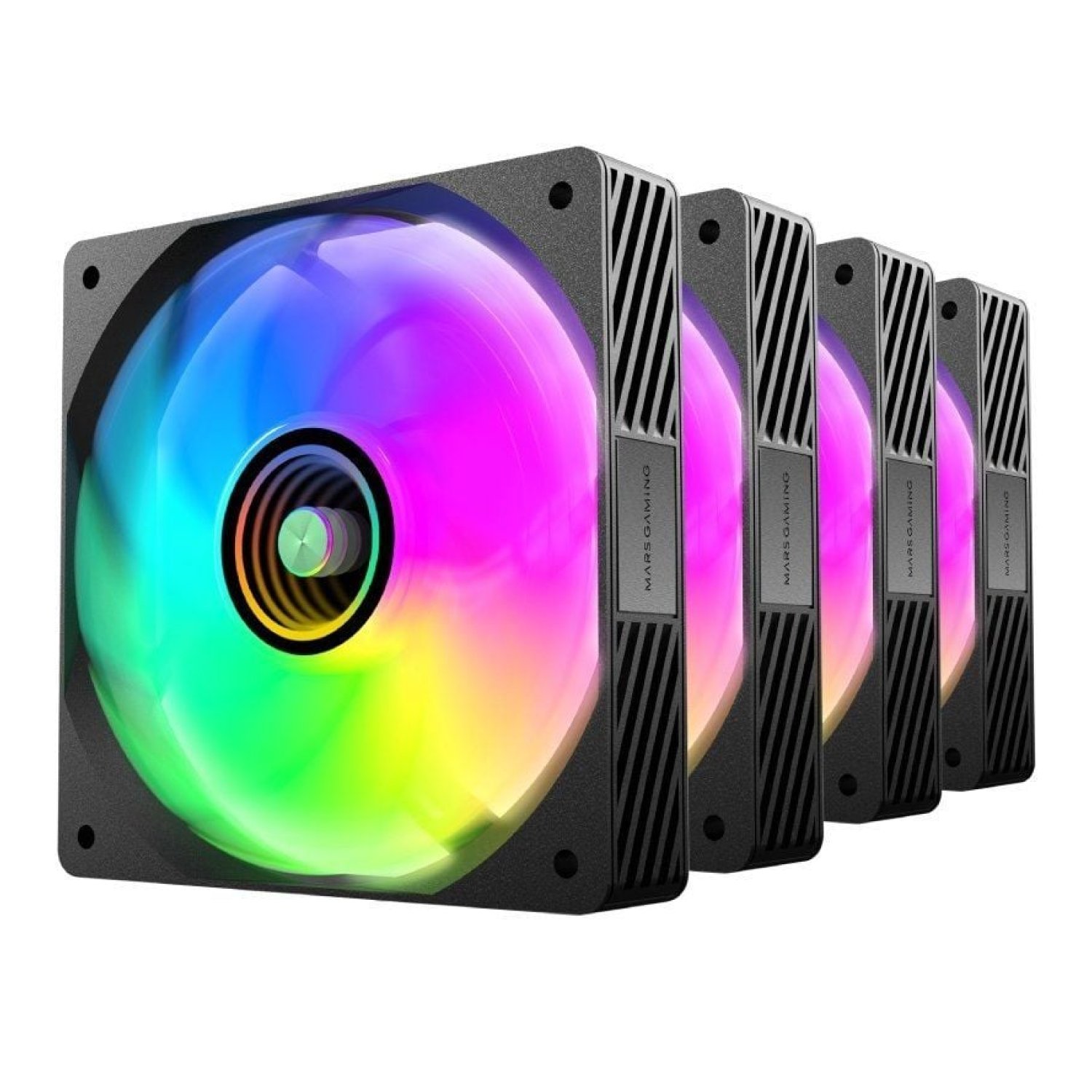 Mars Gaming MF-SI4KIT · Pack 4 Ventiladores 12cm · ARGB · HUB + Mando a Distancia