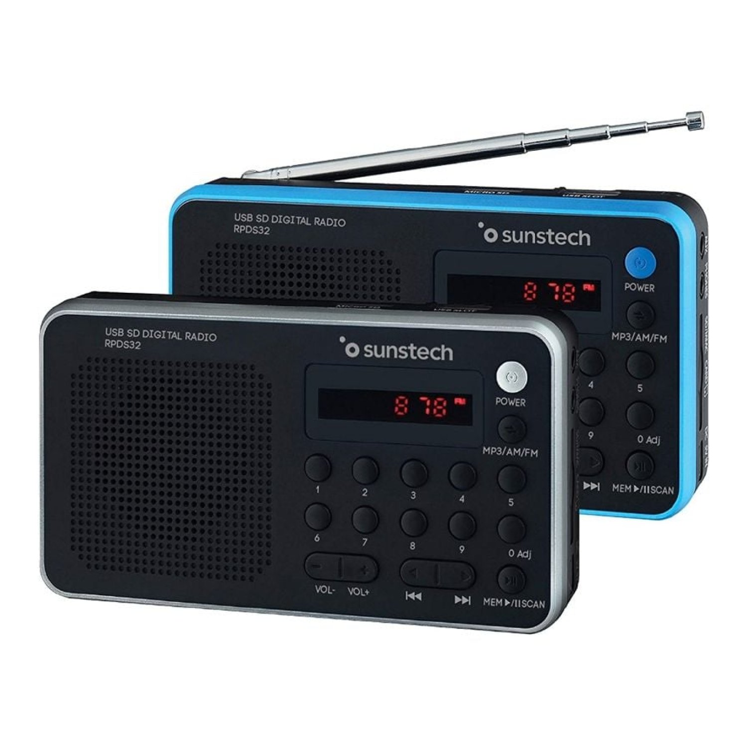 Sunstech RPD32SL · Radio Portátil · CD · Batería Recargable · Negra y Plateada