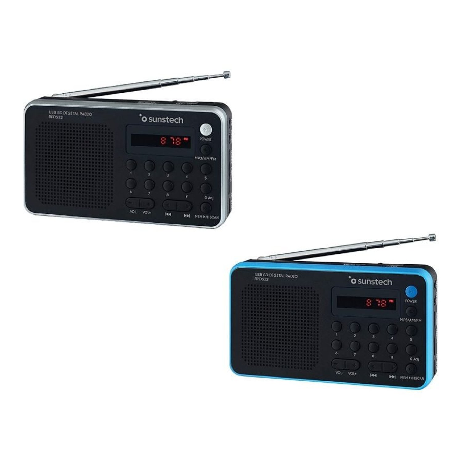 Sunstech RPD32SL · Radio Portátil · CD · Batería Recargable · Negra y Plateada