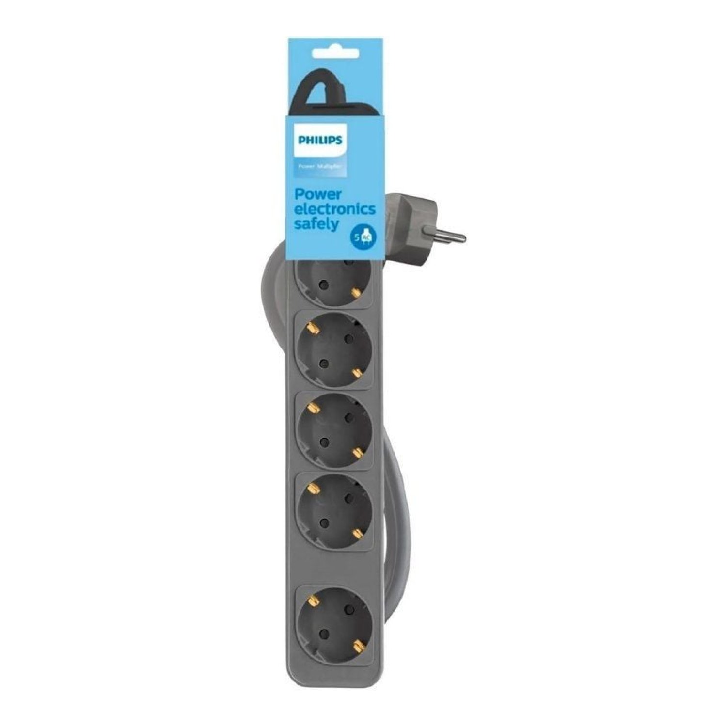 Philips CHP2154G · Regleta 5 Tomas · Cable 1,5m · Gris