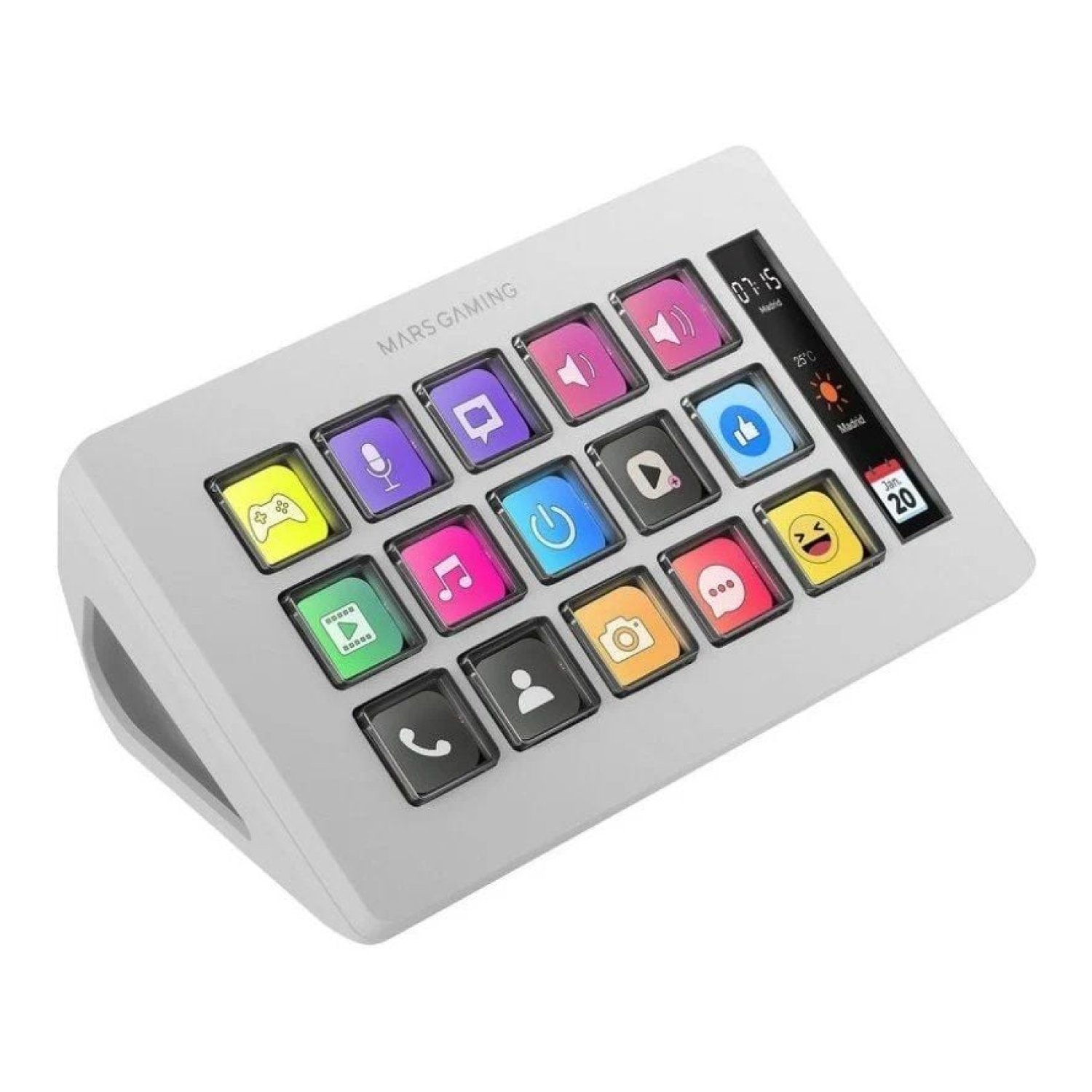 Mars Gaming Stream Deck Slim · 15 Teclas LCD · Blanco