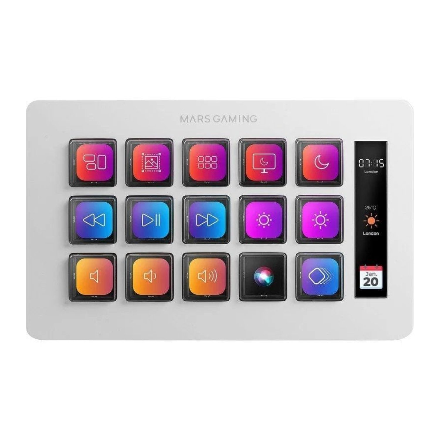 Mars Gaming Stream Deck Slim · 15 Teclas LCD · Blanco