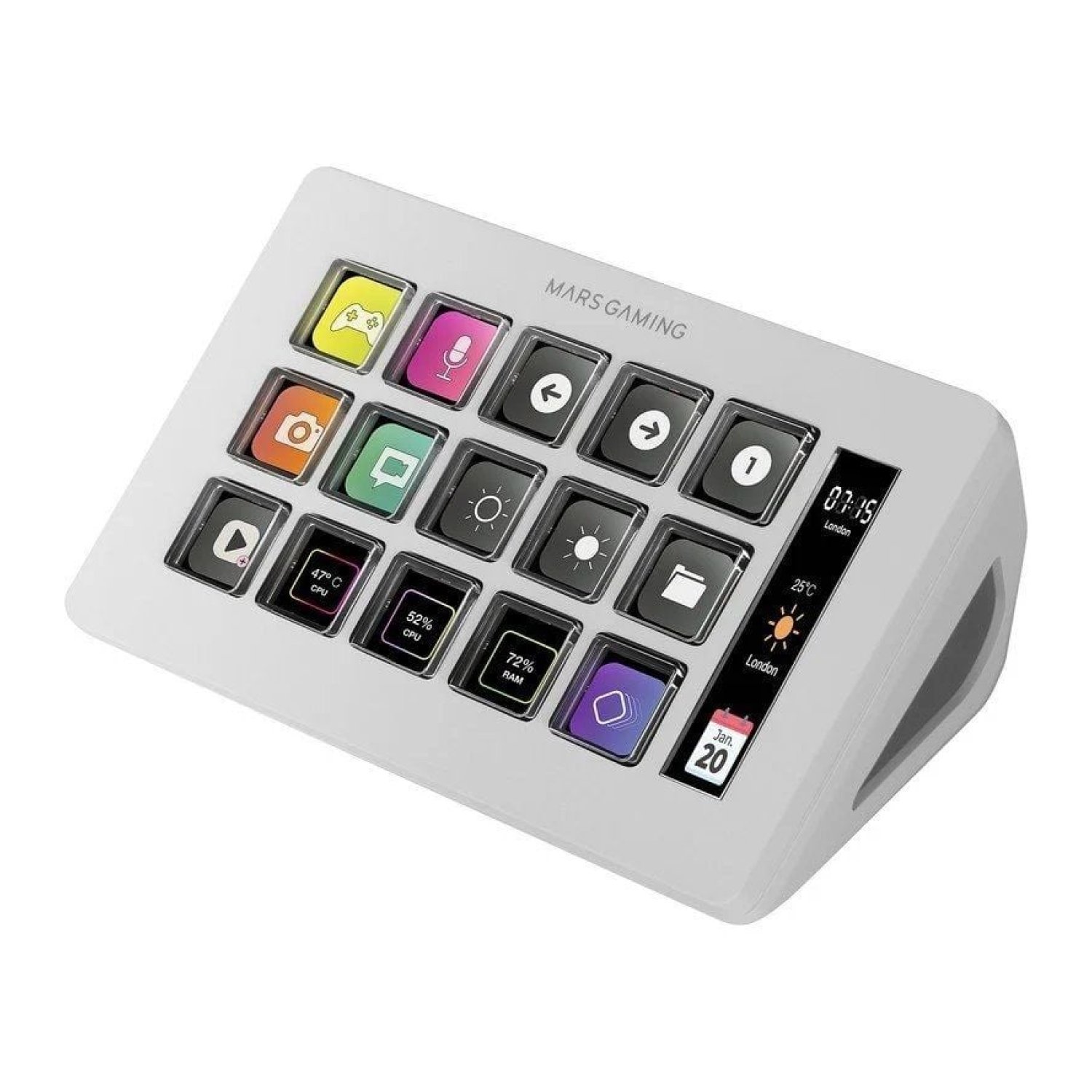 Mars Gaming Stream Deck Slim · 15 Teclas LCD · Blanco