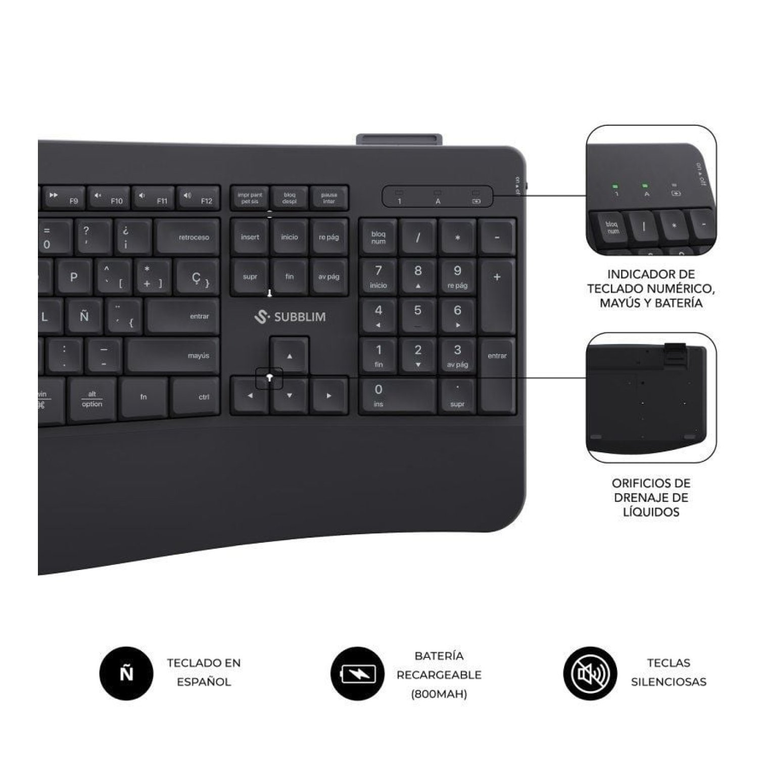 Subblim Combo Dual Office Prowave · Teclado y Ratón Inalámbrico · Negro
