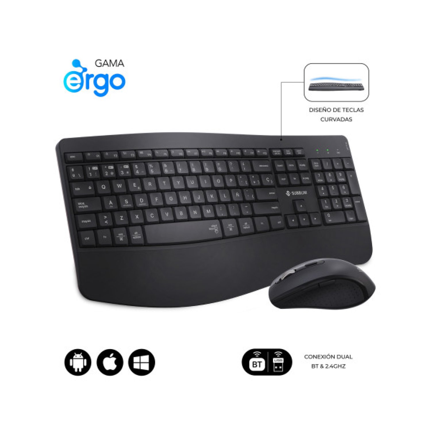 Subblim Combo Dual Office Prowave · Teclado y Ratón Inalámbrico · Negro