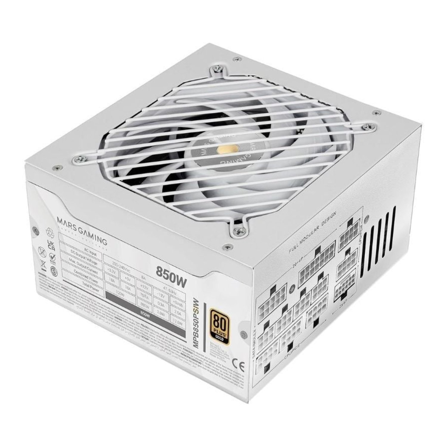 Mars Gaming MPB850PSI · 850W · 80 Plus Gold · ATX 3.1 · PCIe 5.0 · Ventilador 140mm