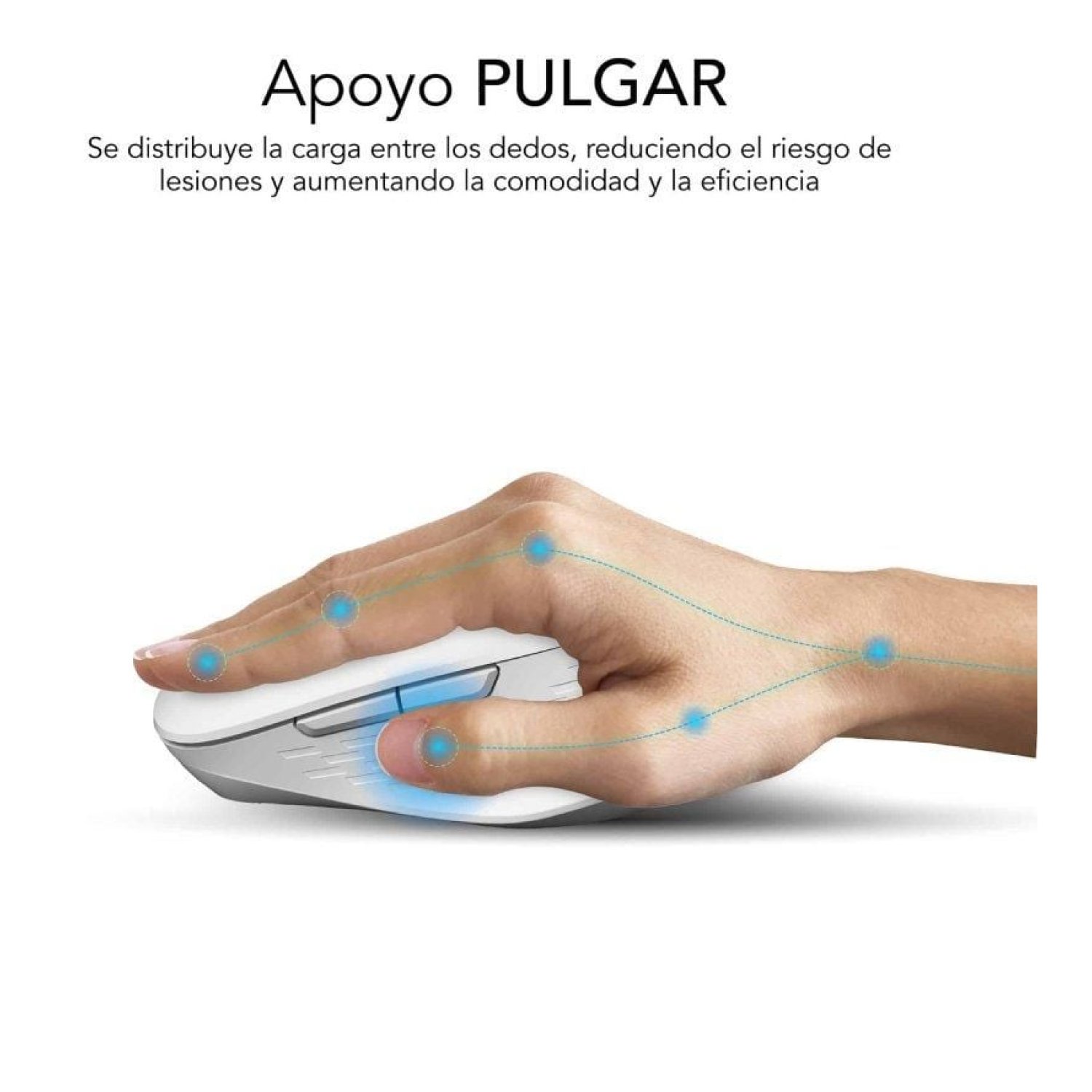 Subblim Curve Ergo · Ratón Ergonómico Inalámbrico · 1600 DPI · Batería Recargable · Blanco