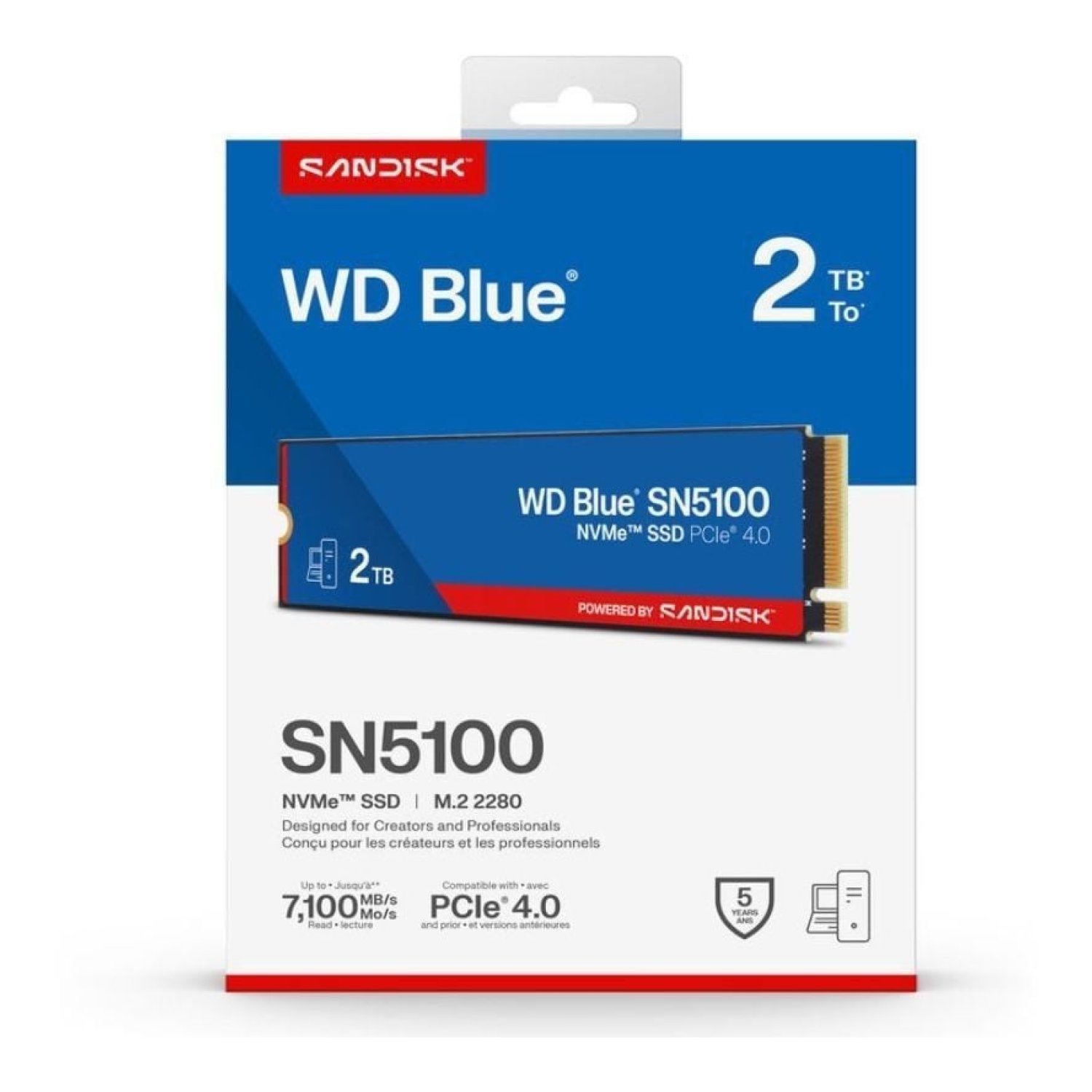 SanDisk WD Blue SN5100 2TB · M.2 2280 · PCIe Gen4 · Full Capacity
