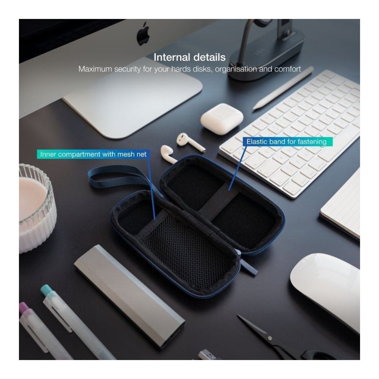 TooQ Funda Disco Externo M.2 · Azul Pacífico · Protección Completa