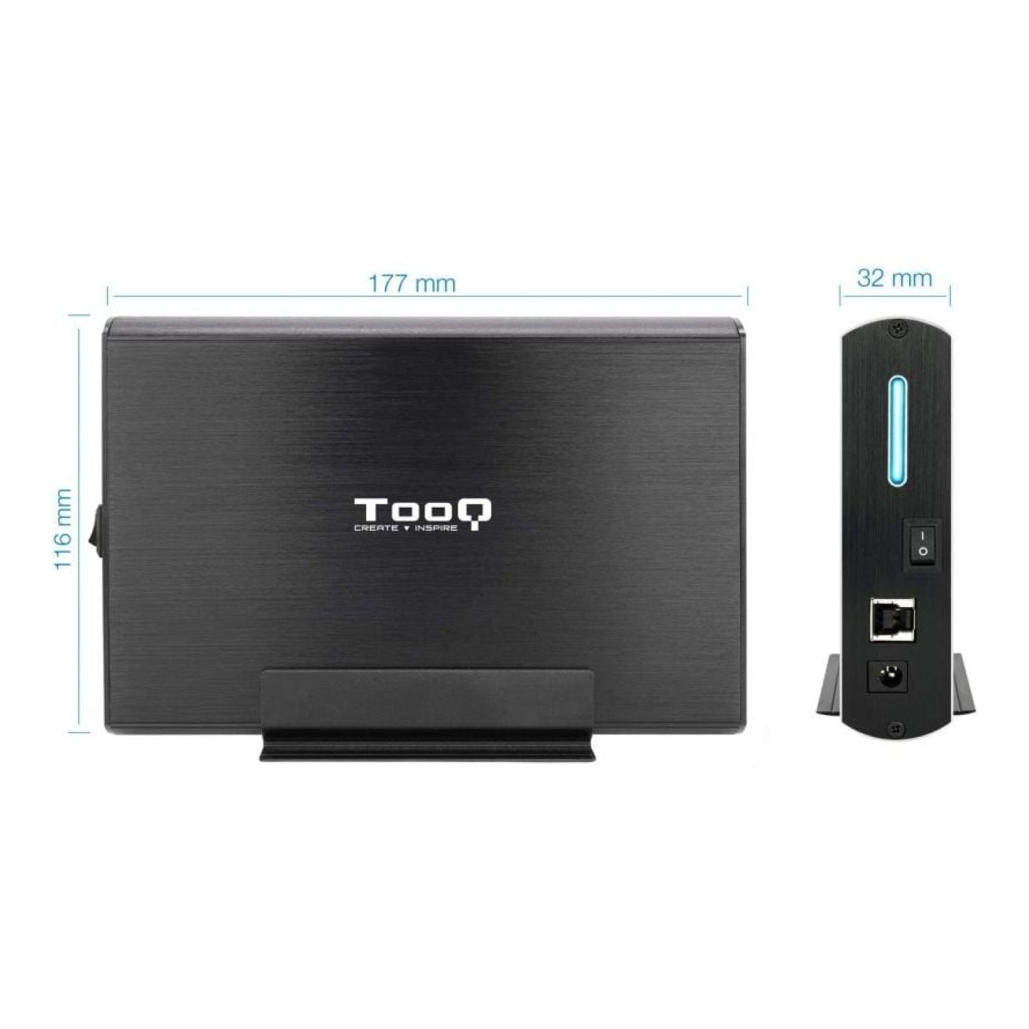 TooQ Caja Externa Disco Duro · 3,5" · USB 2.0