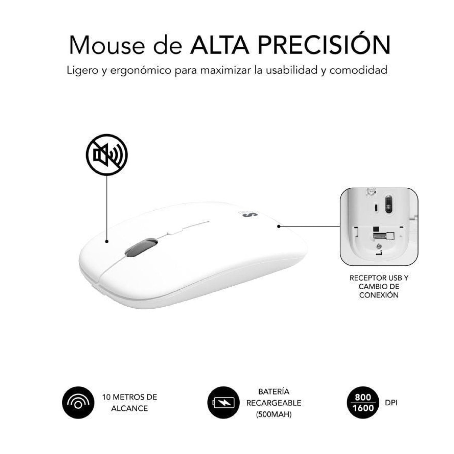 Subblim Combo Dual Prestige Extendido · Teclado y Ratón Inalámbrico · Blanco y Plata