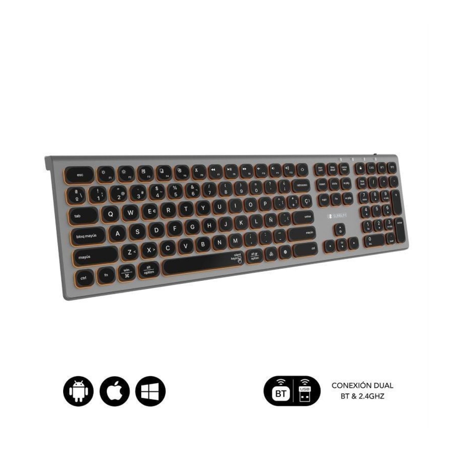Subblim Master · Teclado Inalámbrico · Gris y Negro