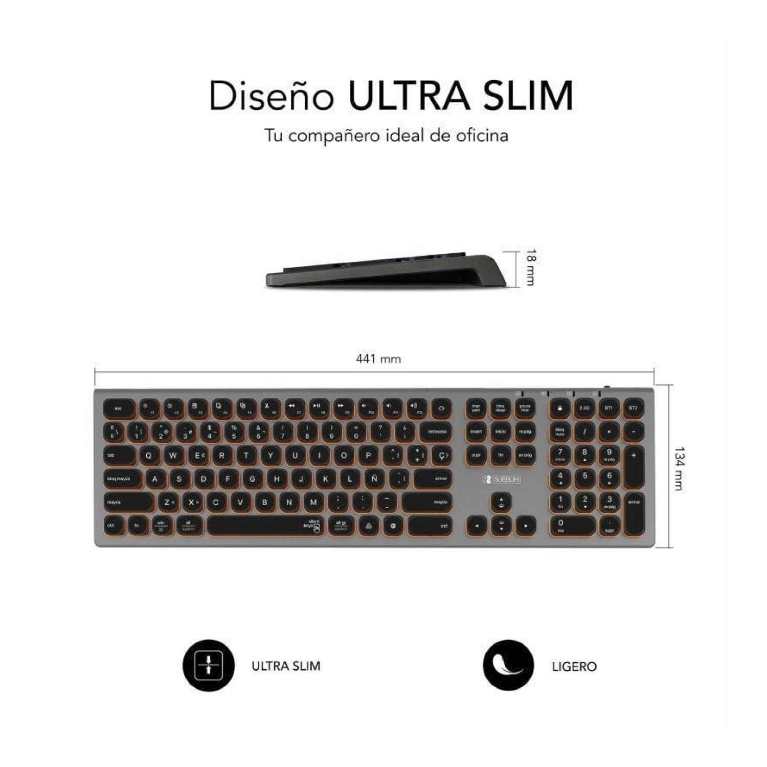 Subblim Master · Teclado Inalámbrico · Gris y Negro