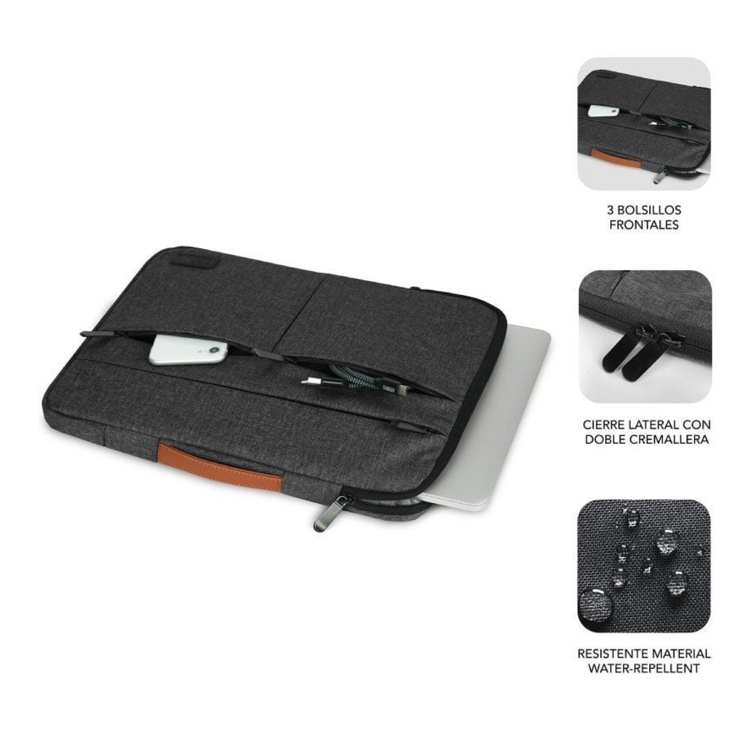 Subblim Air Padding 360 Sleeve · Funda Portátil · Hasta 15,6" · Gris Oscuro