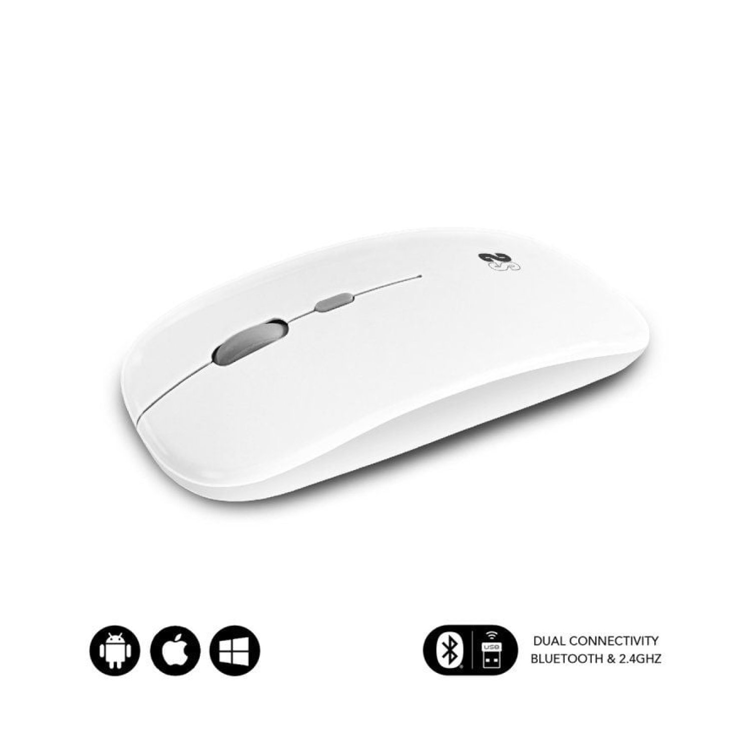 Subblim Dual Flat · Ratón Inalámbrico · 1600 DPI · Batería Recargable · Blanco