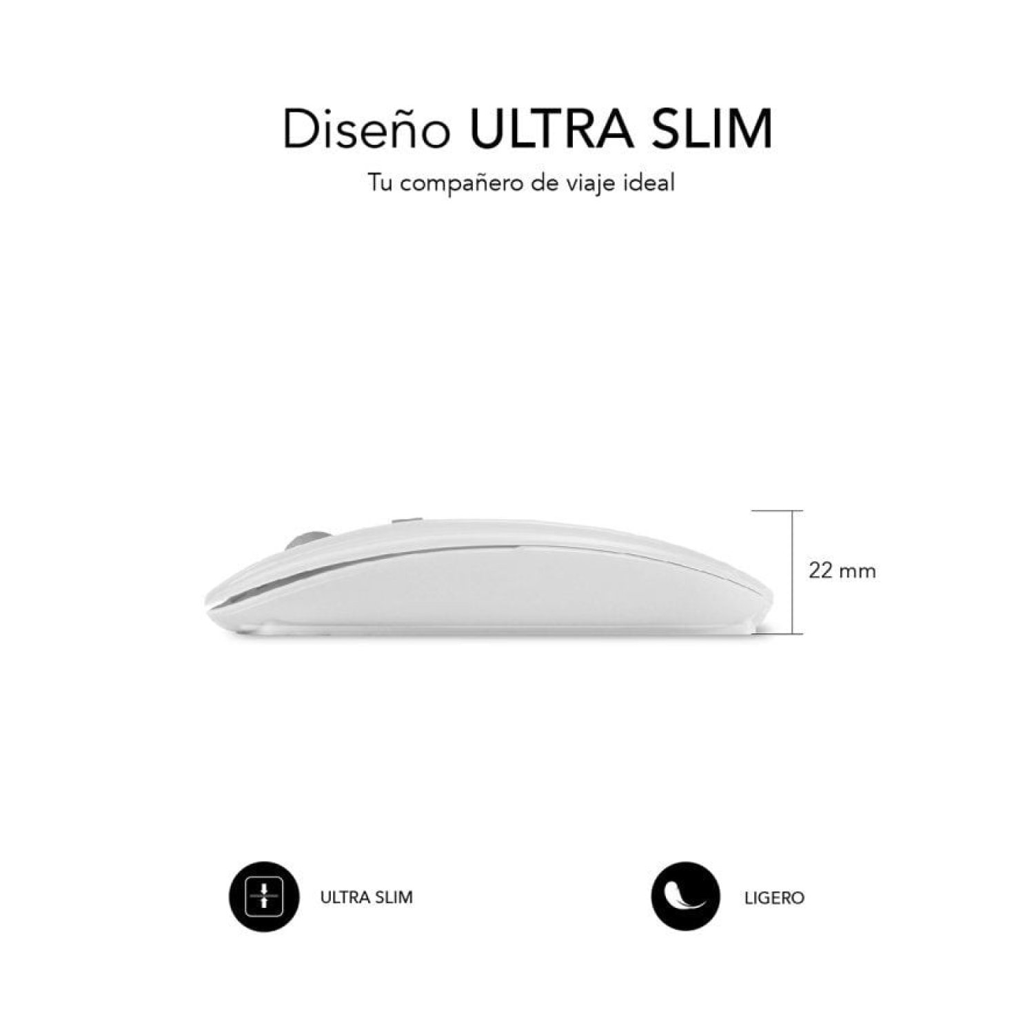 Subblim Dual Flat · Ratón Inalámbrico · 1600 DPI · Batería Recargable · Blanco
