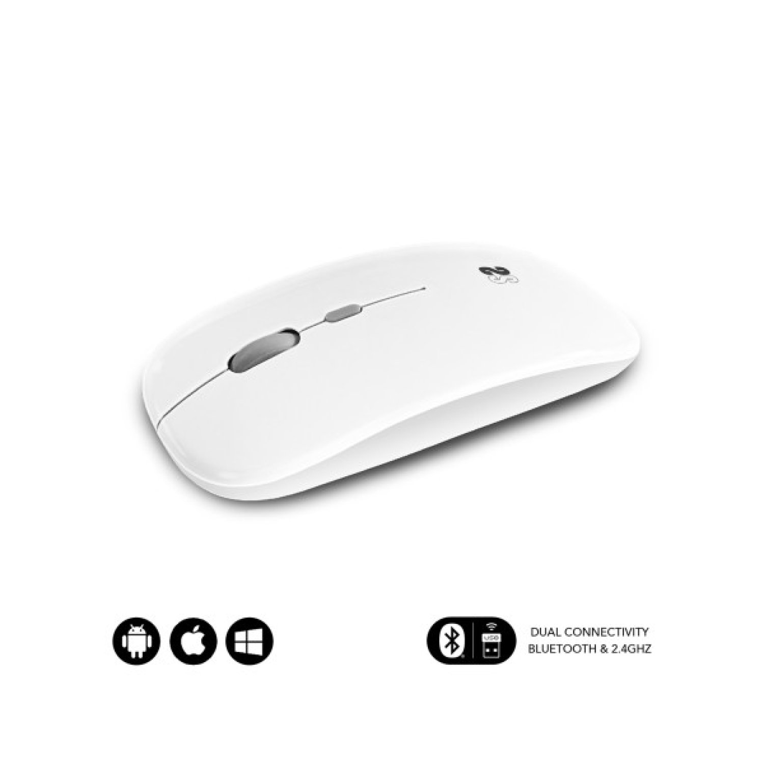 Subblim Dual Flat · Ratón Inalámbrico · 1600 DPI · Batería Recargable · Blanco
