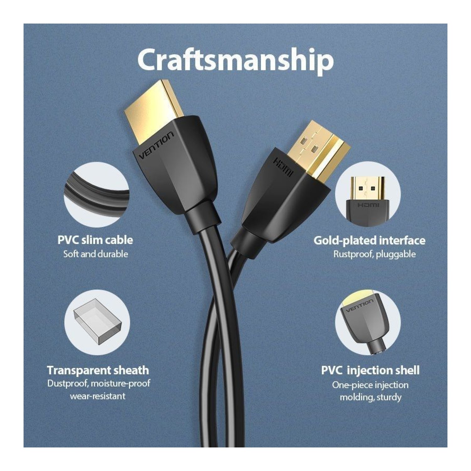 Vention · Cable HDMI 2.0 · 4K · 3m · Negro · Macho-Macho
