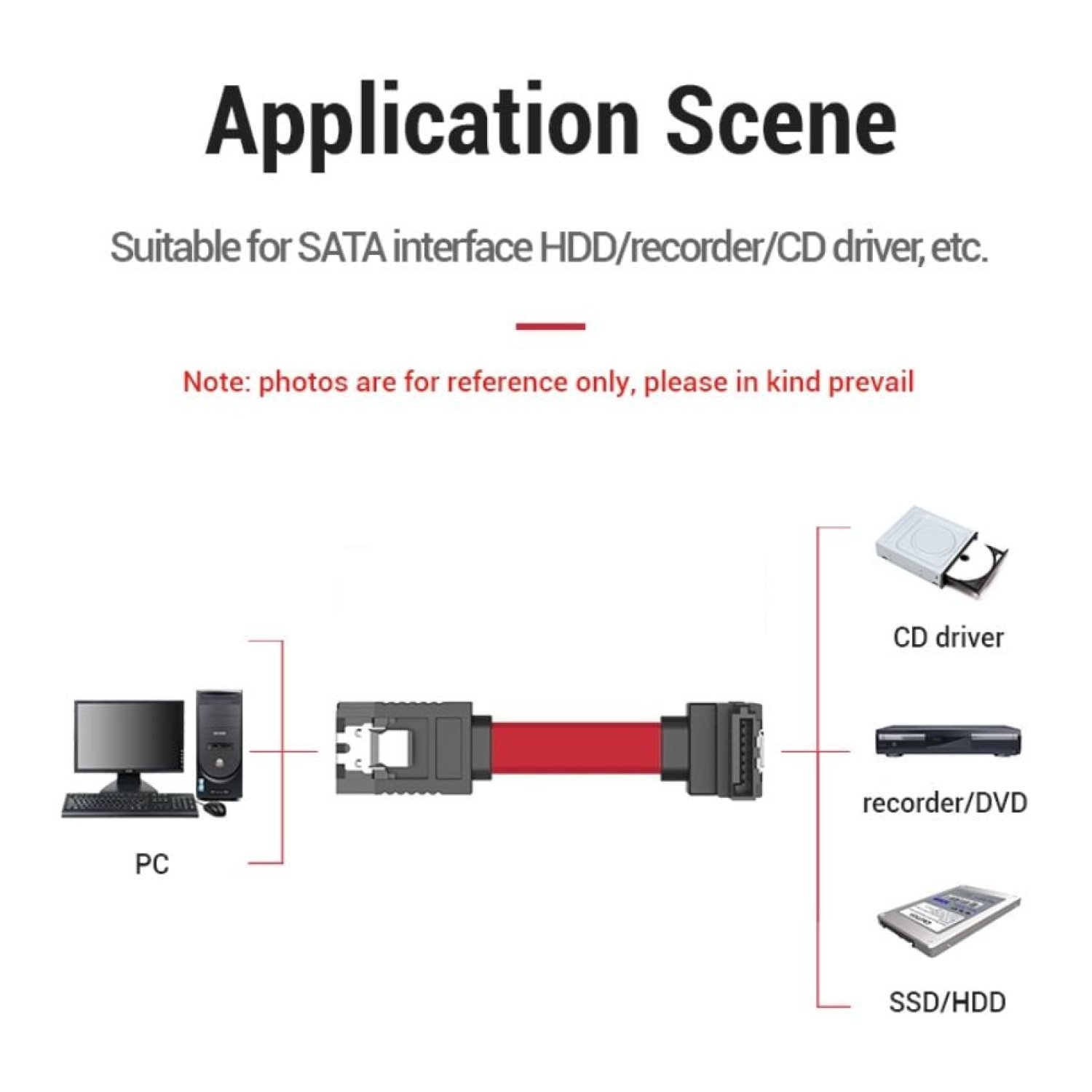 Vention Cable SATA Hembra-Hembra · 50cm · Rojo