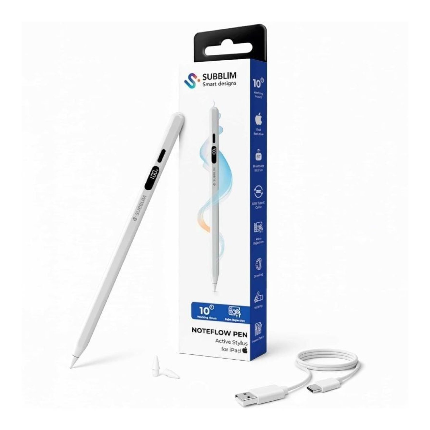 Subblim NoteFlow Pen · Lápiz Electrónico iPad · Blanco