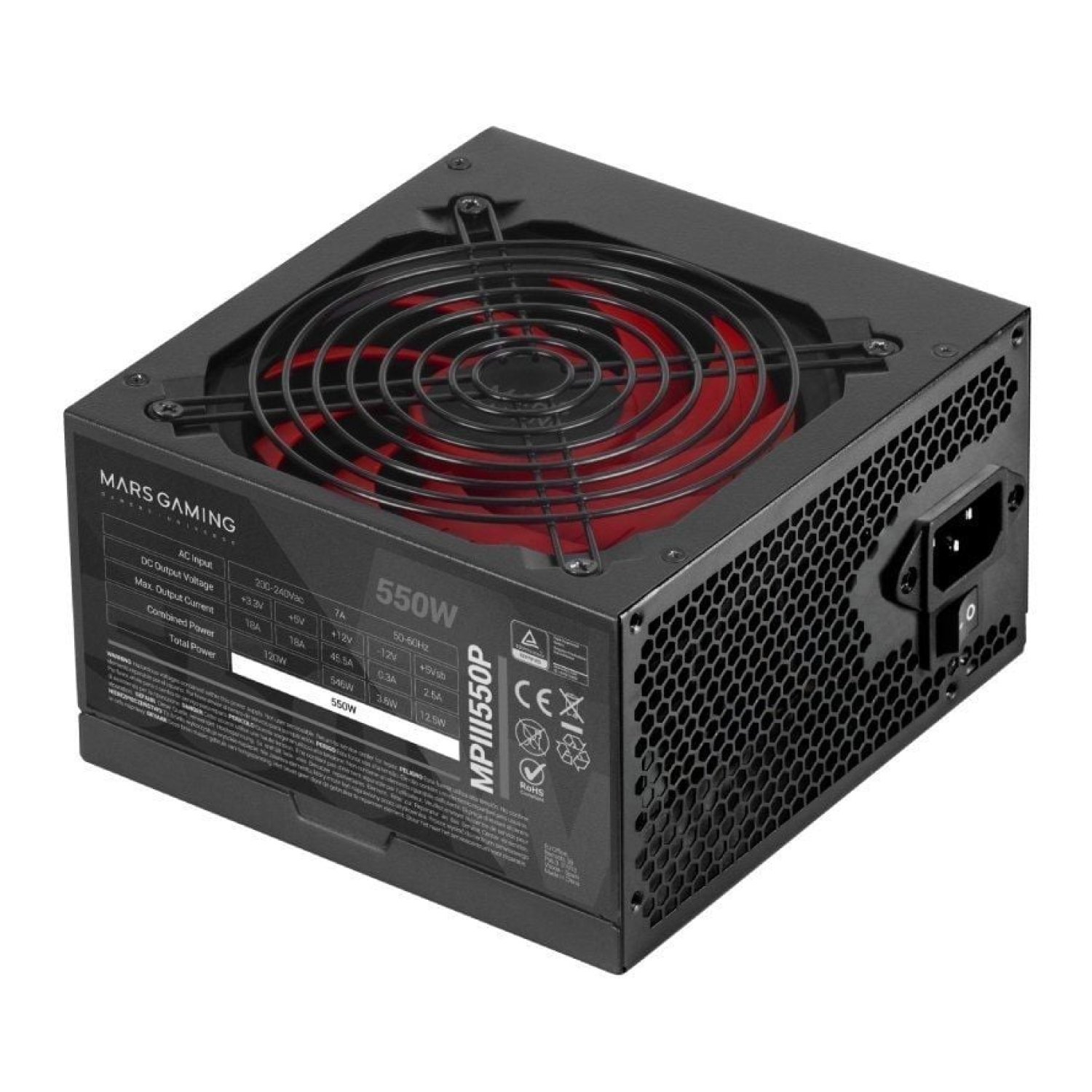 Mars Gaming MPIII550P · Fuente 550W · Ventilador 12cm