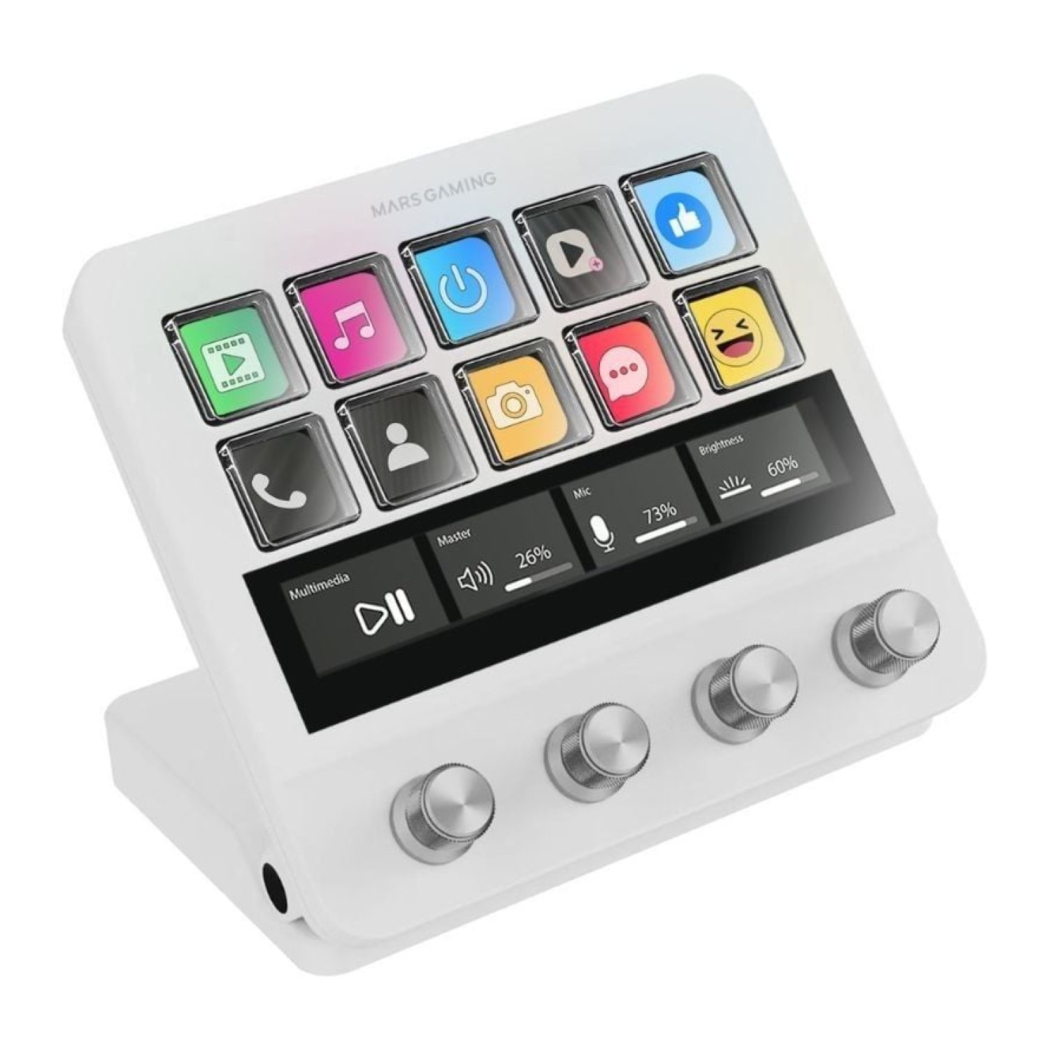 Mars Gaming Stream Deck MSD-PRO · 10 Teclas LCD · 4 Diales · Blanco