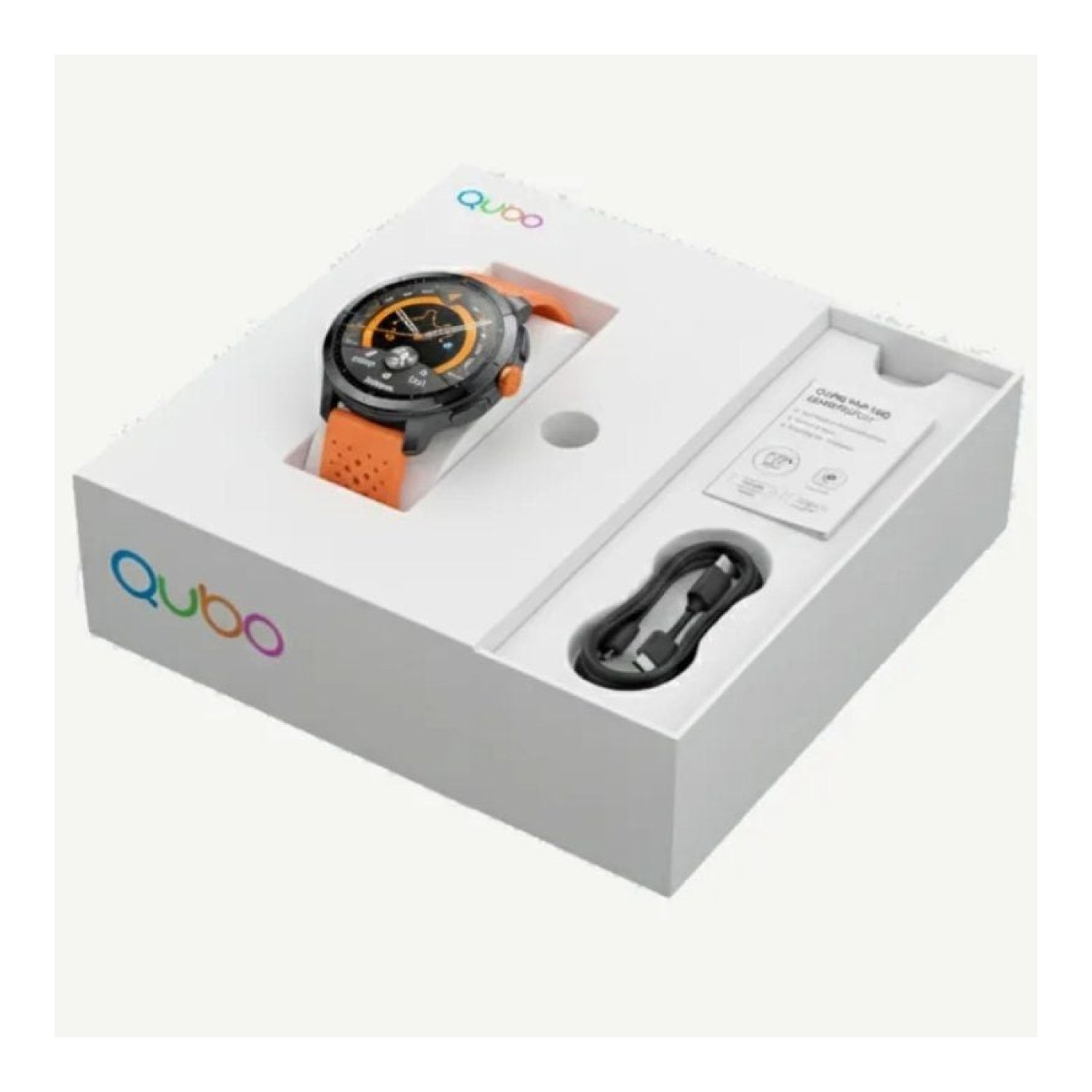 Qubo SMT-500 · Smartwatch · GPS · Notificaciones · Frecuencia Cardíaca · Negro