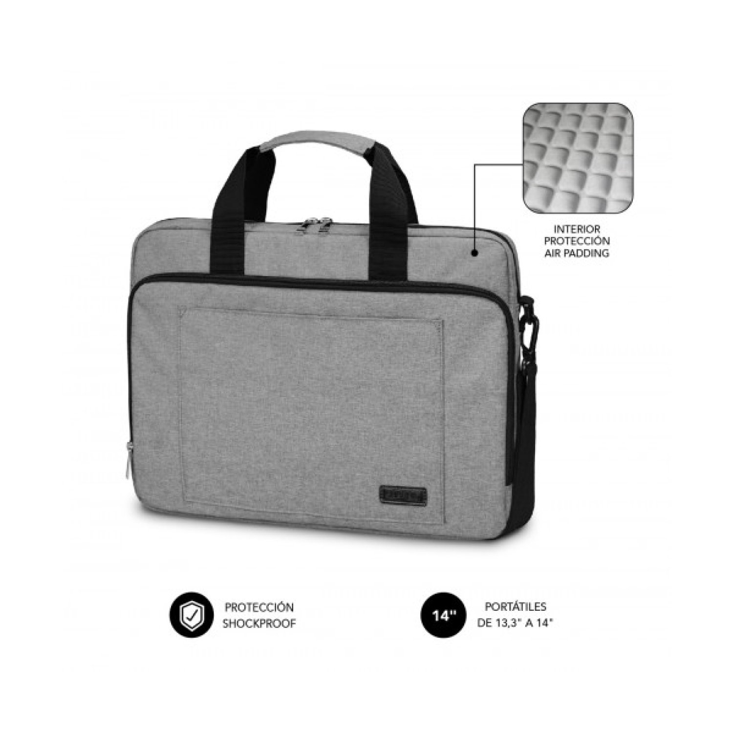 Subblim Air Padding · Maletín para Portátil 14" · Correa para Trolley · Gris