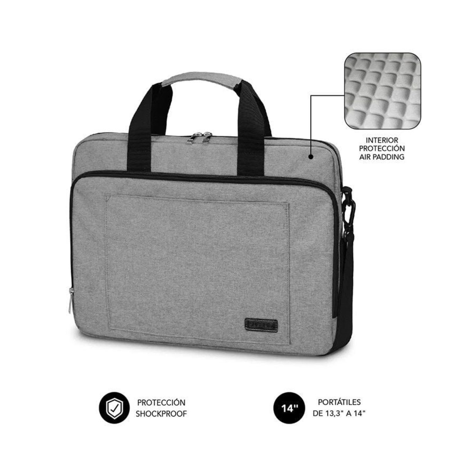Subblim Air Padding · Maletín para Portátil 14" · Correa para Trolley · Gris