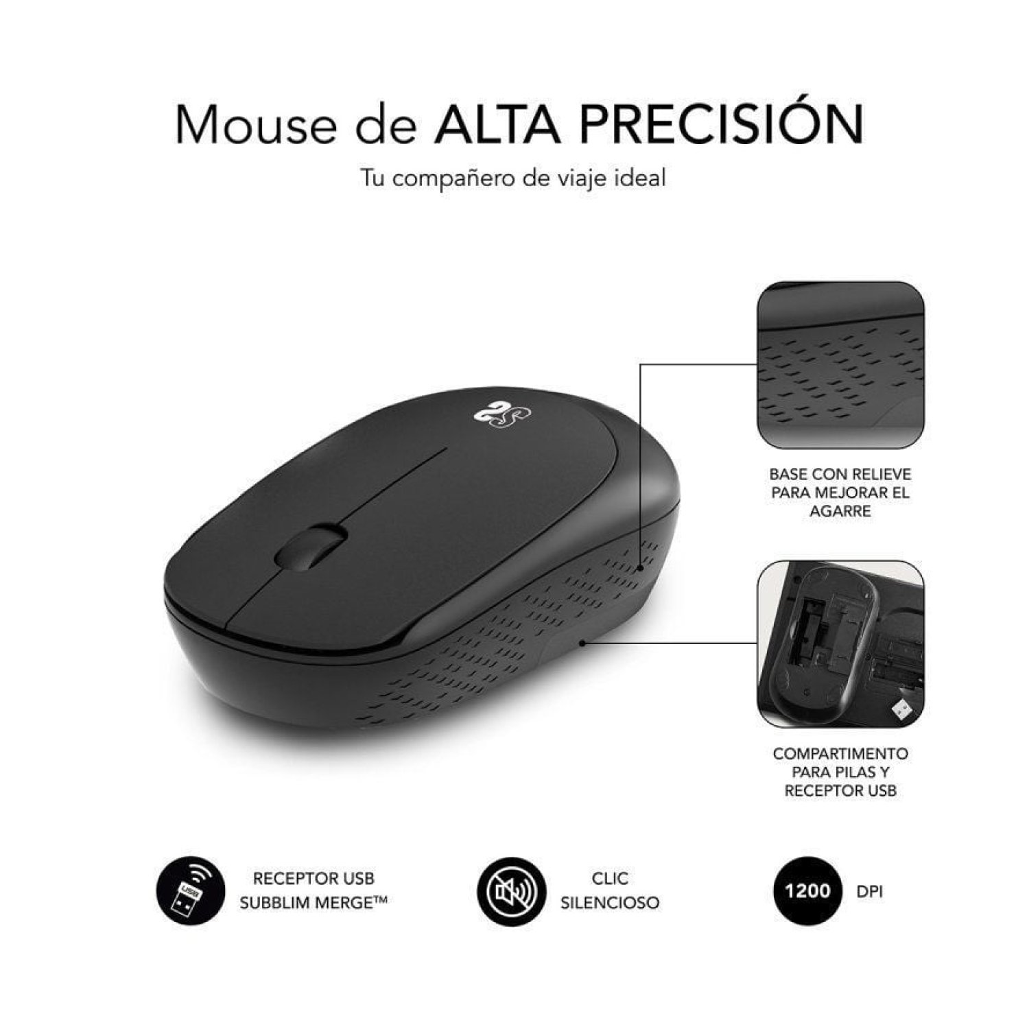 Subblim Business Plus · Ratón Inalámbrico Silencioso · 1200 DPI