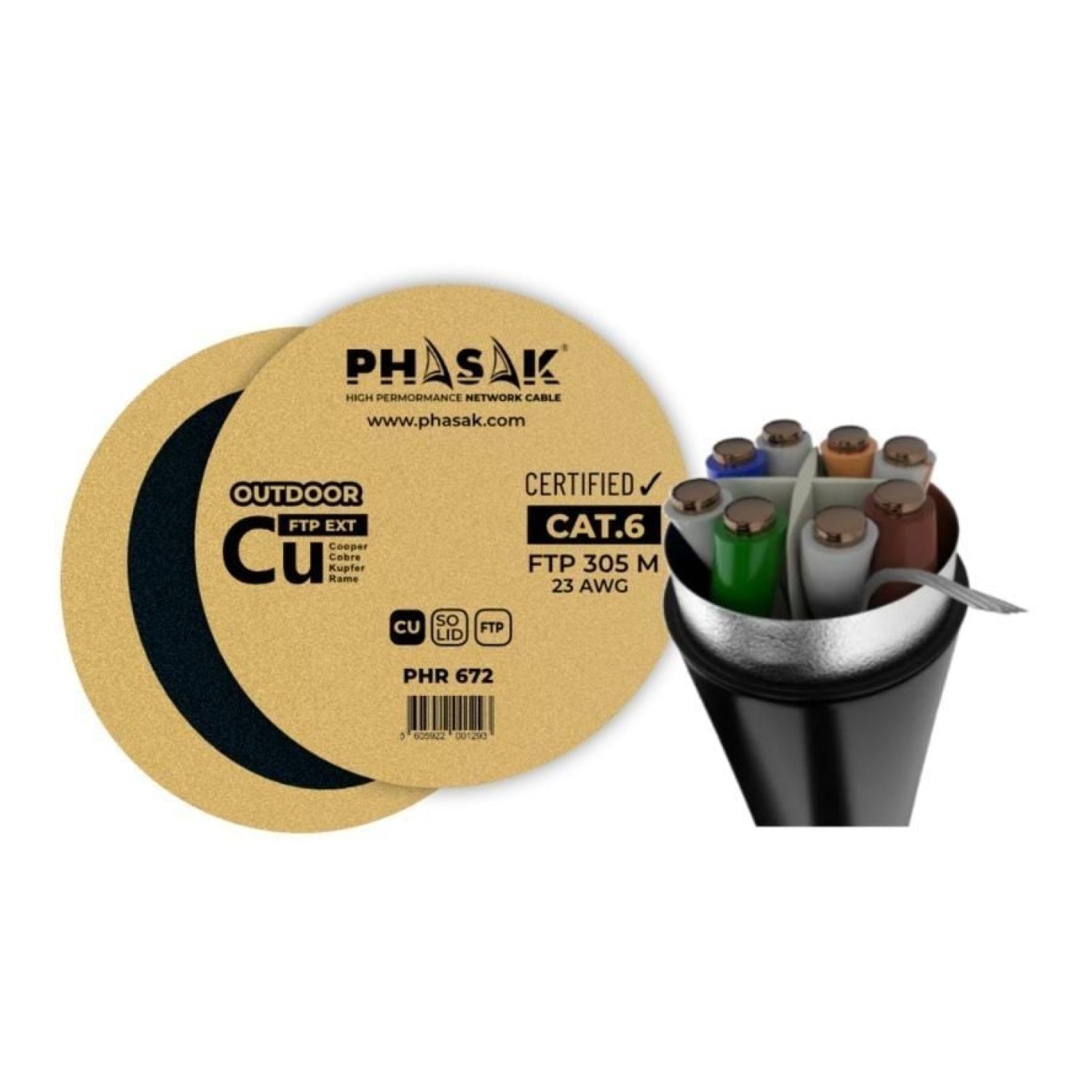 Phasak PHR 672 · Cable RJ45 FTP Cat.6 · 305m · Gris