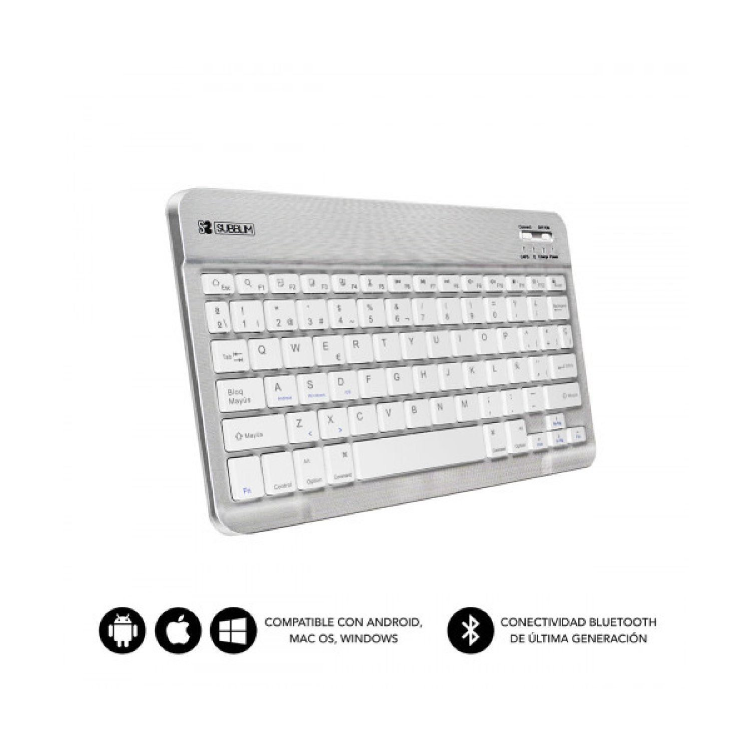Subblim Smart · Teclado Compacto Inalámbrico · Plata