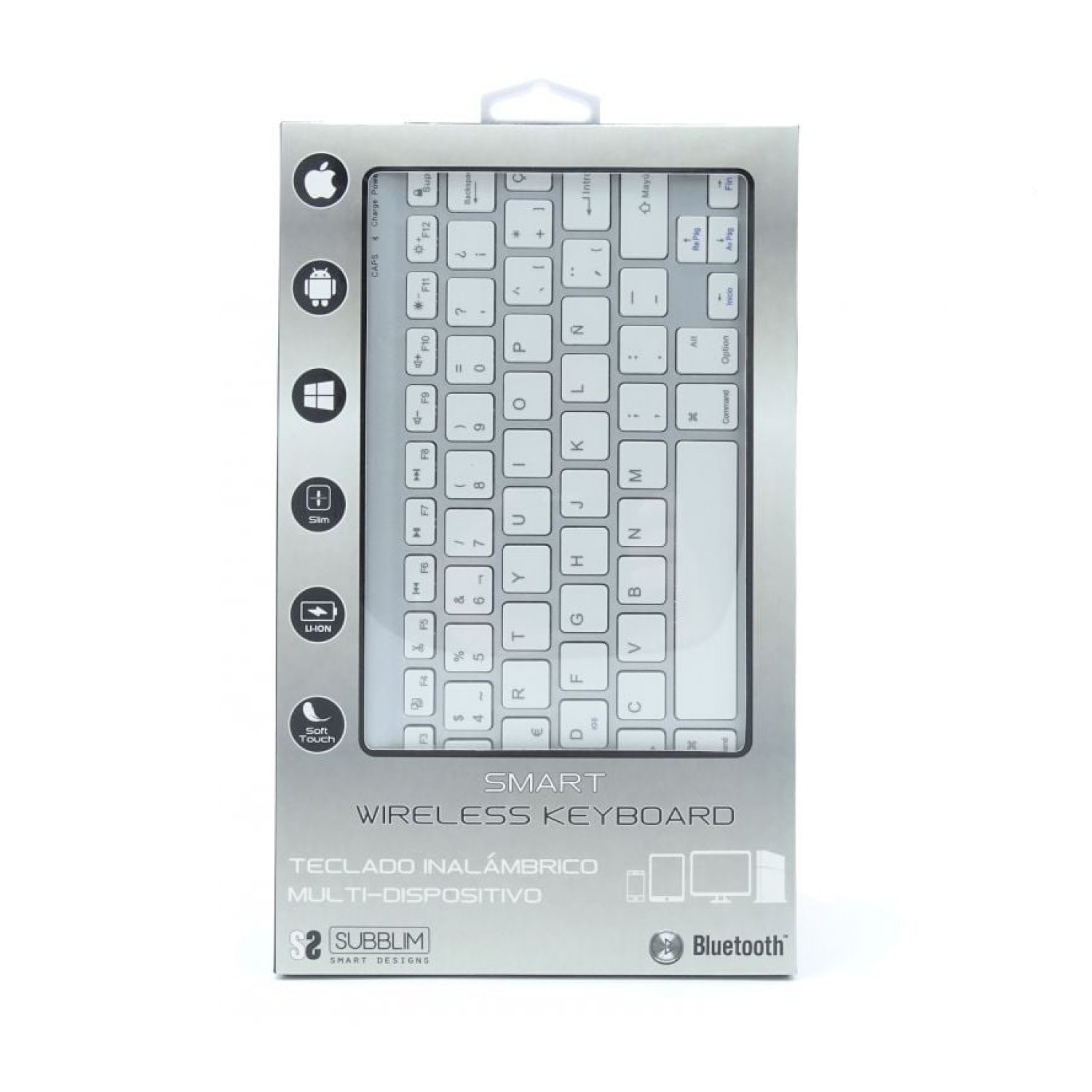 Subblim Smart · Teclado Compacto Inalámbrico · Plata