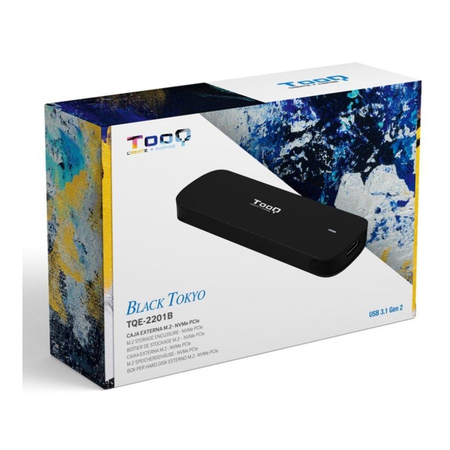TooQ Caja Externa SSD M.2 NVMe · USB 3.1 Gen2 · Sin tornillos