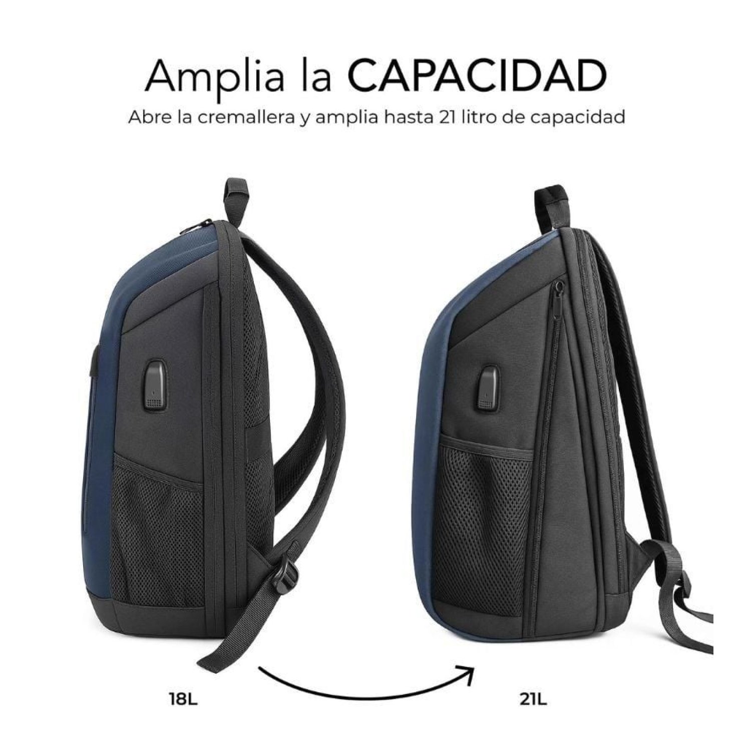Subblim Xpand Air Padding · Mochila para Portátil · Hasta 15,6" · 21L · Puerto USB · Azul