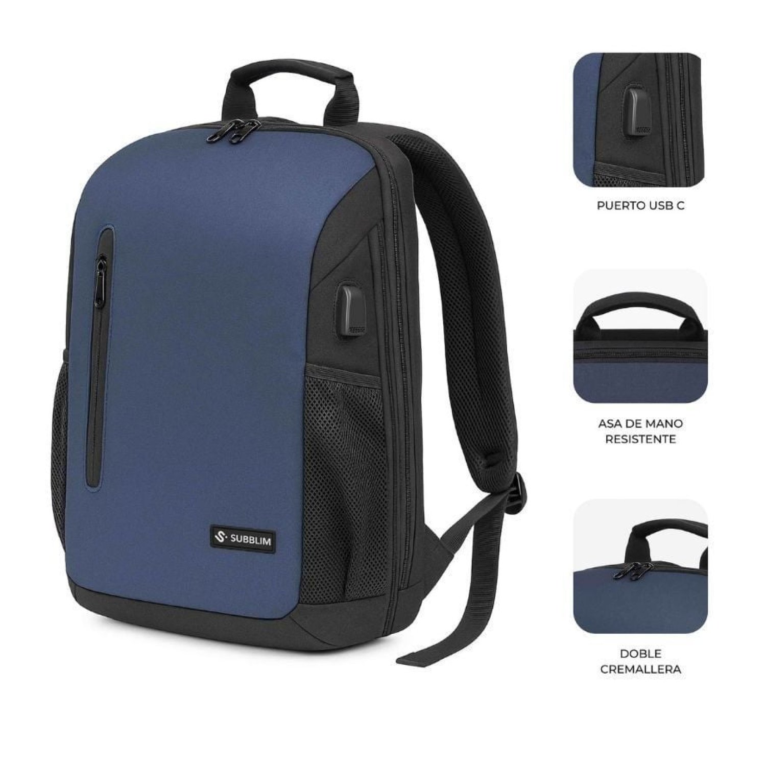 Subblim Xpand Air Padding · Mochila para Portátil · Hasta 15,6" · 21L · Puerto USB · Azul