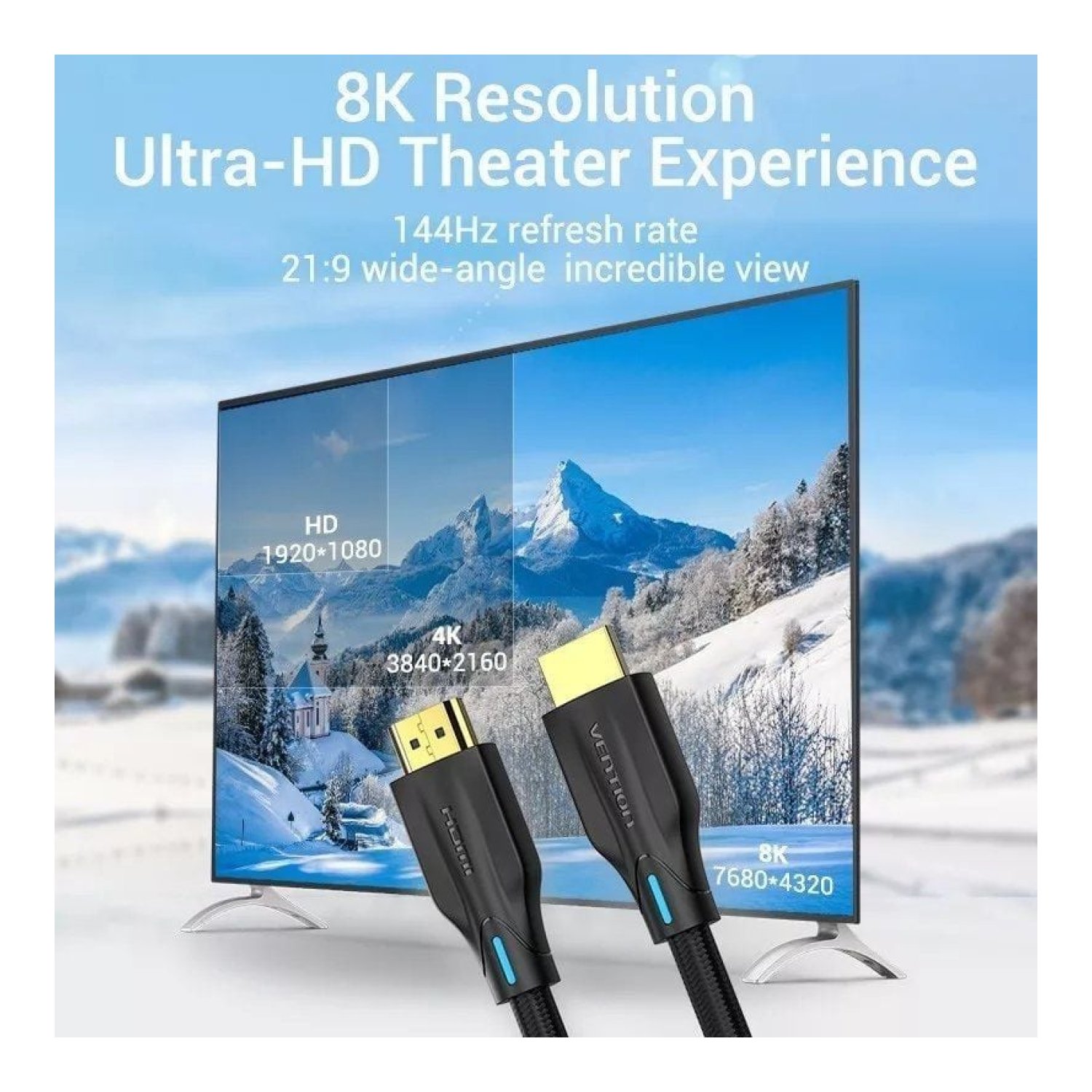 Vention Cable HDMI 2.1 8K · HDMI Macho-Macho · 1m · Negro