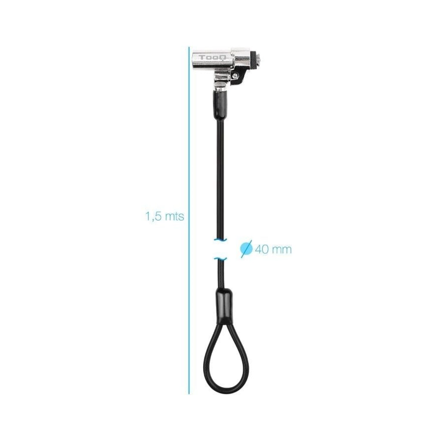 TooQ Cable de Seguridad NANO Portátil · 1,5m · Candado Incluido